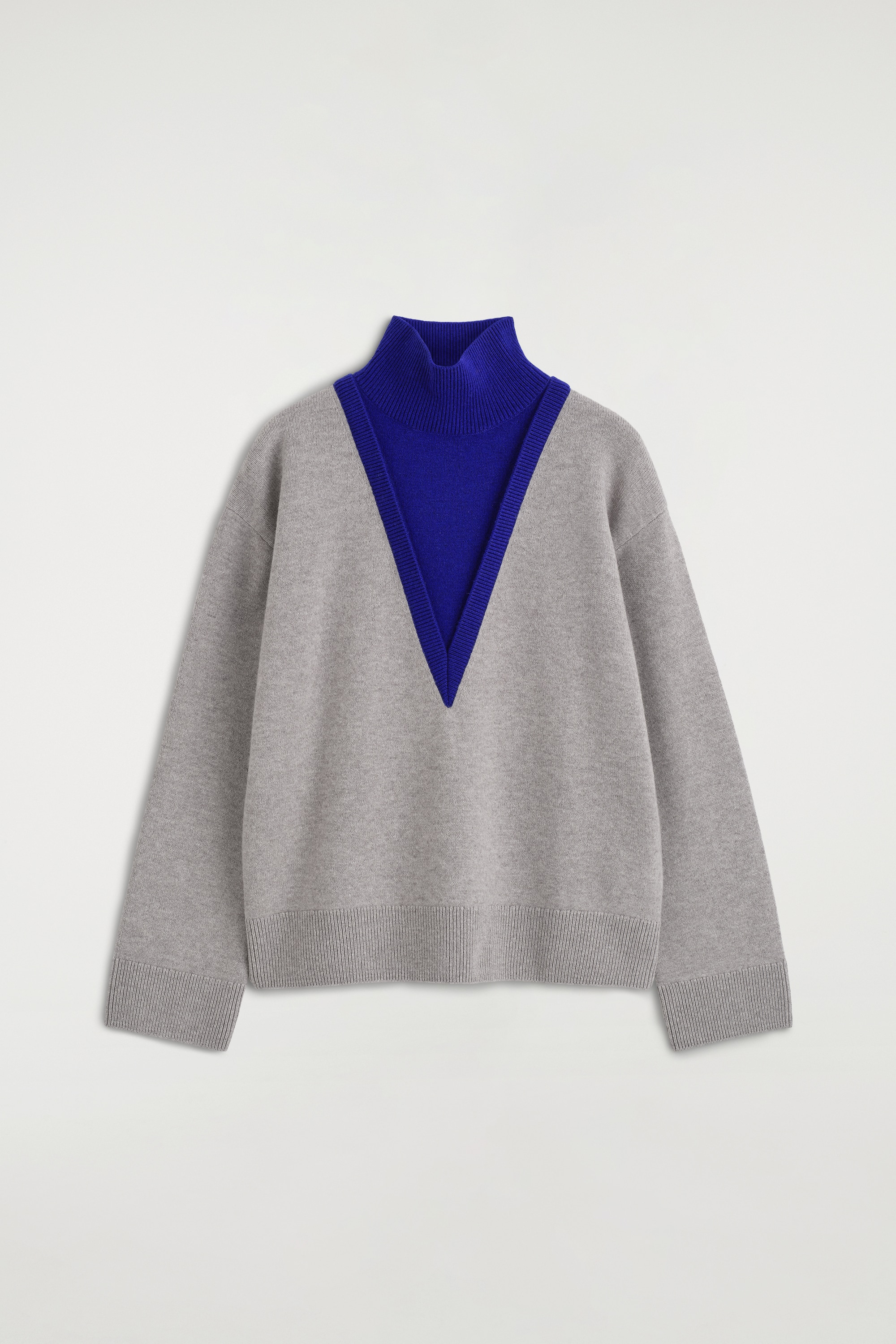 PULL À COL CHEMINÉE SUPERPOSÉ EN LAINE MÉRINOS