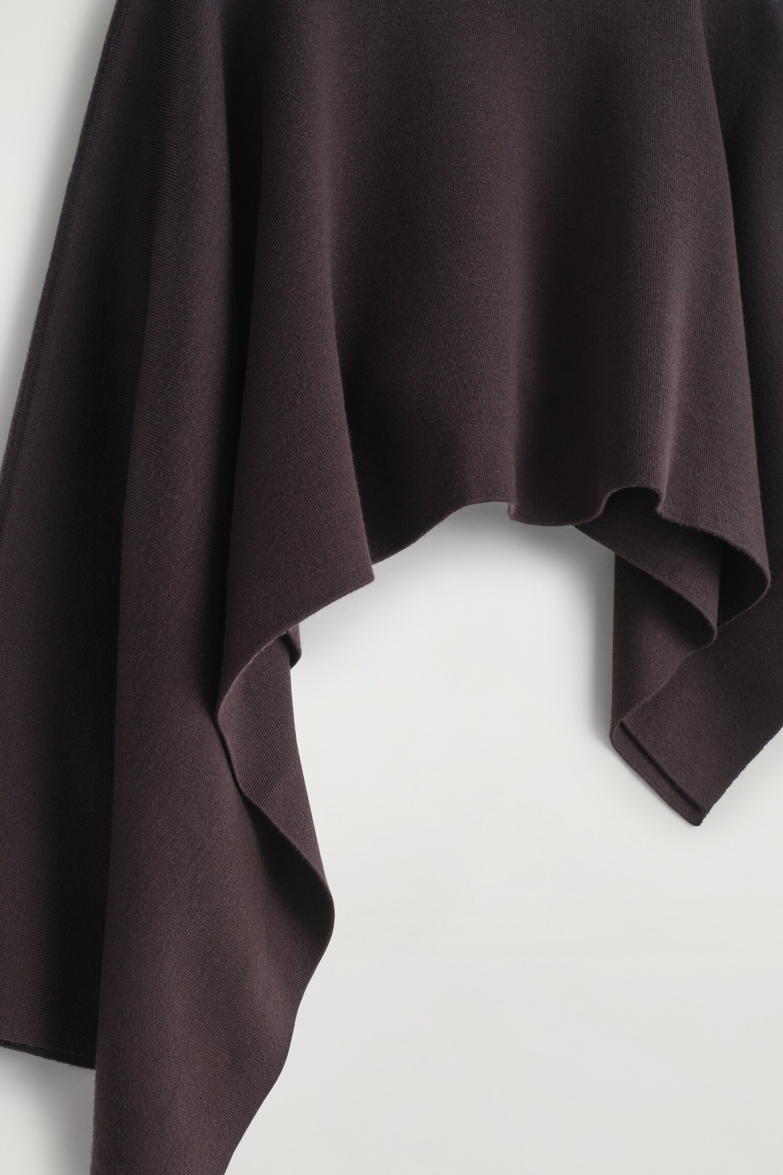 ASYMMETRIC DOUBLE-KNIT WOOL CAPE - DARK BROWN - 6