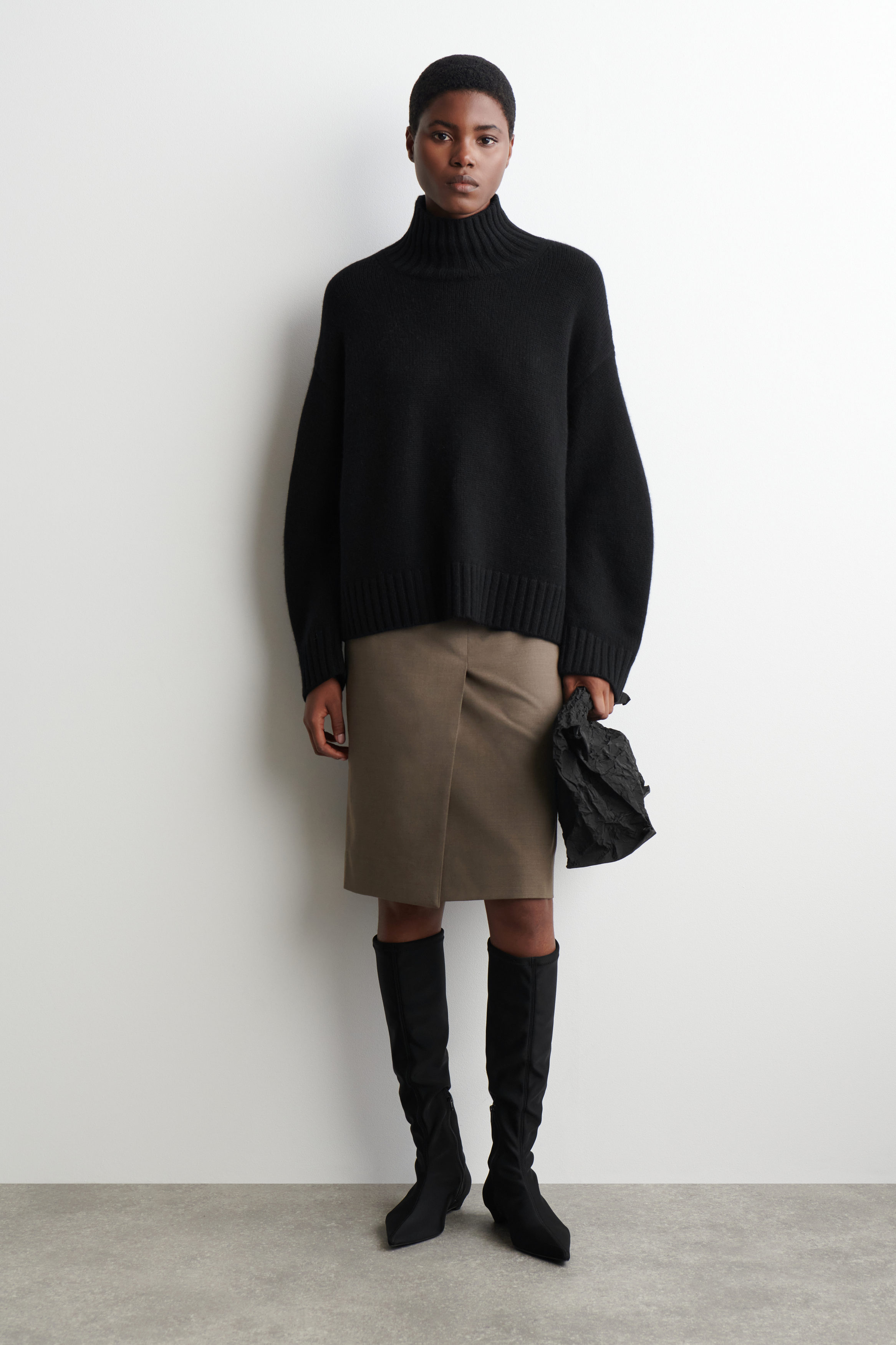 CASHMERE MOCK-NECK SWEATER - BLACK | COS US