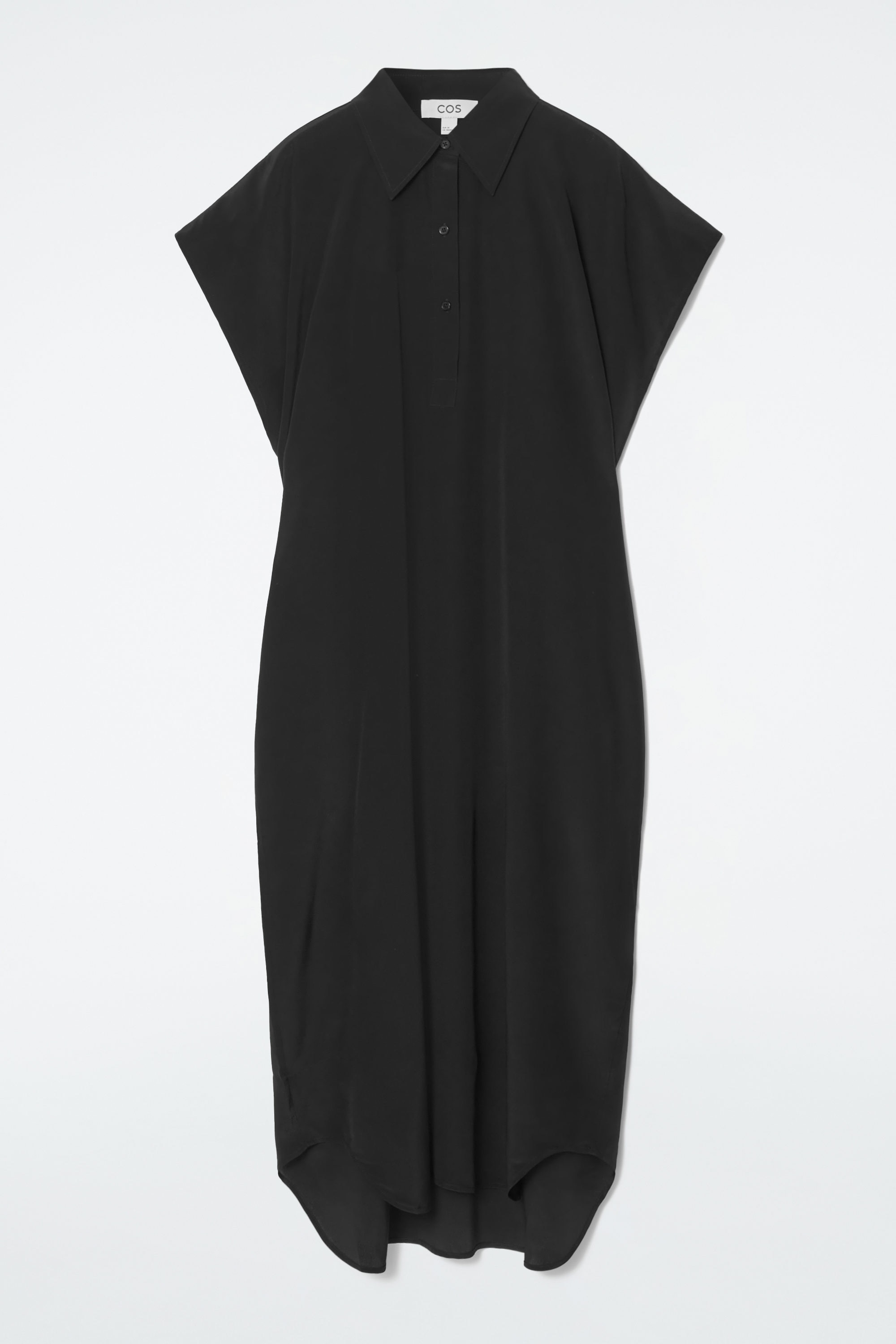 OVERSIZED SILK MIDI SHIRT DRESS - BLACK | COS