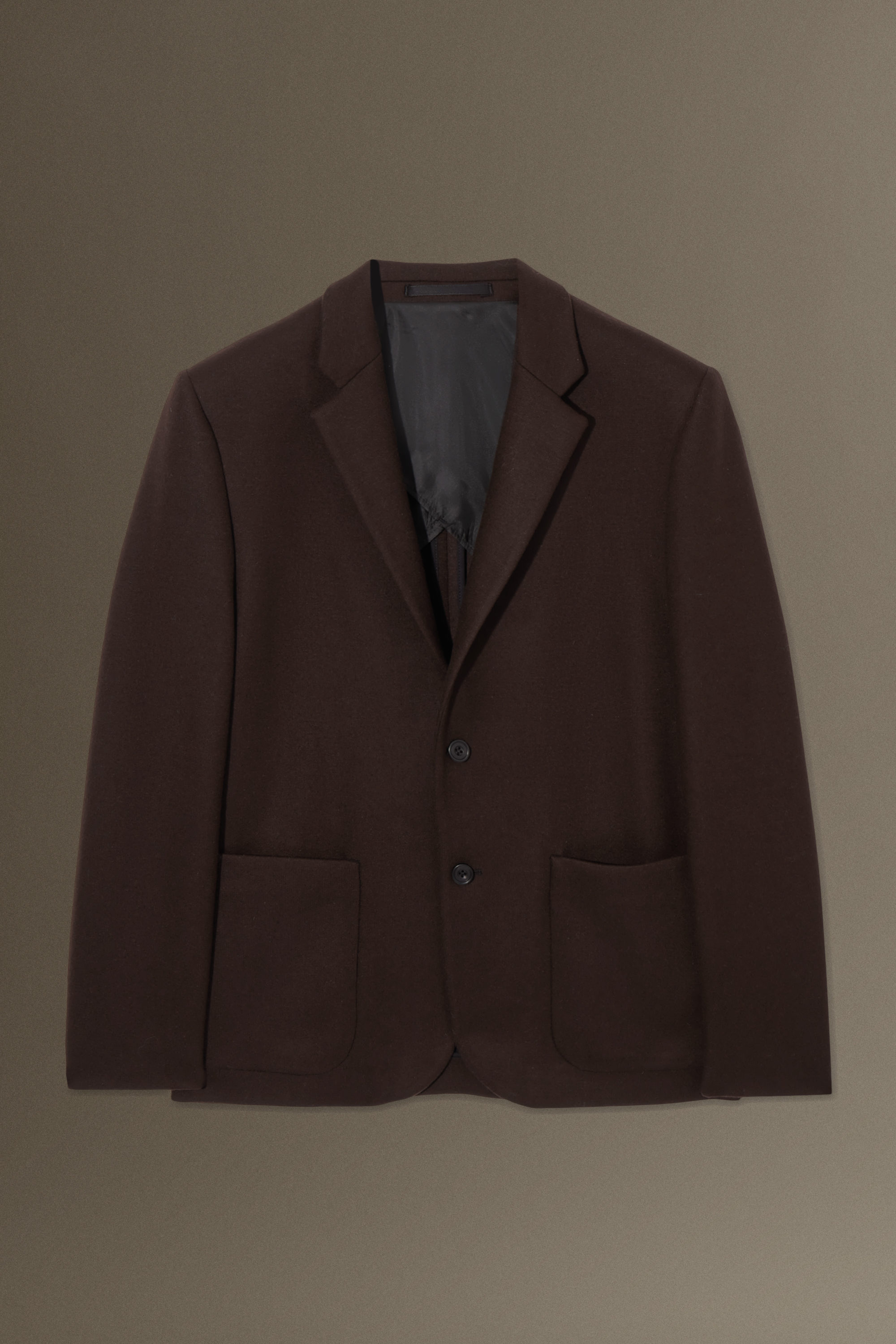 SINGLE-BREASTED WOOL-JERSEY BLAZER - RELAXED - DARK BROWN | COS