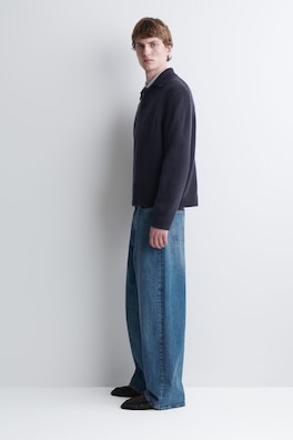 CHUNKY CASHMERE POLO SWEATER — NAVY 3