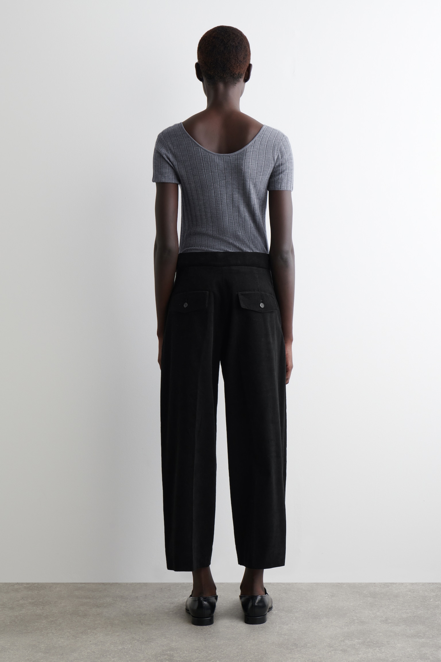 PANTALONES CROPPED DE PANA - NEGRO/VERDE OSCURO - 5