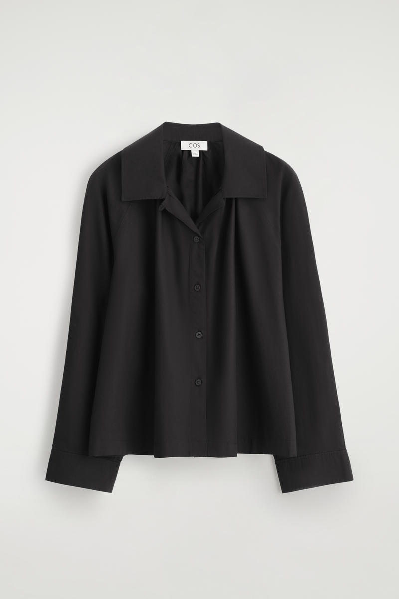 Cos Gathered Pima Cotton Shirt In Black