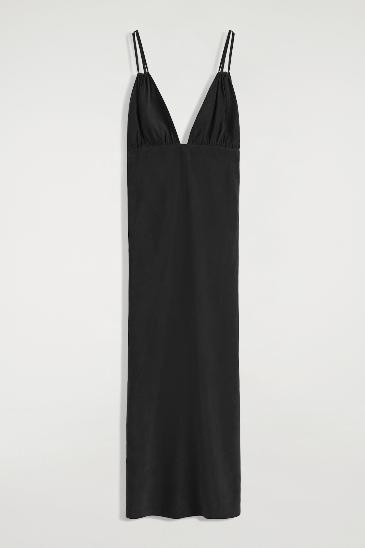 GATHERED V-NECK MAXI DRESS - WASHED BLACK | COS US