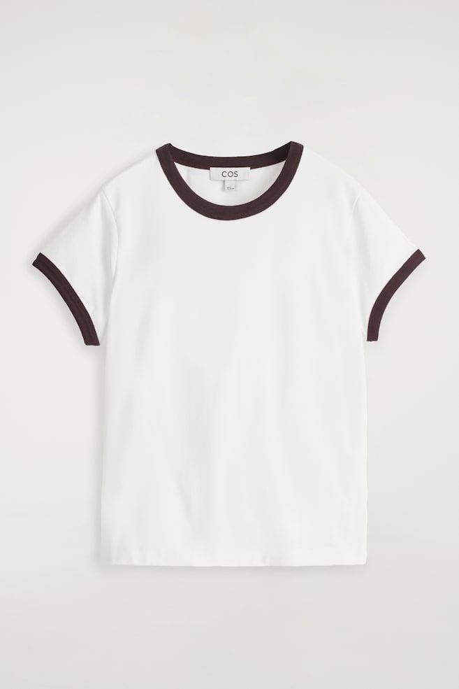 RINGER-T-SHIRT - WEISS/BRAUN/WEISS/GESTREIFT/BURGUNDERROT/CREME - 1
