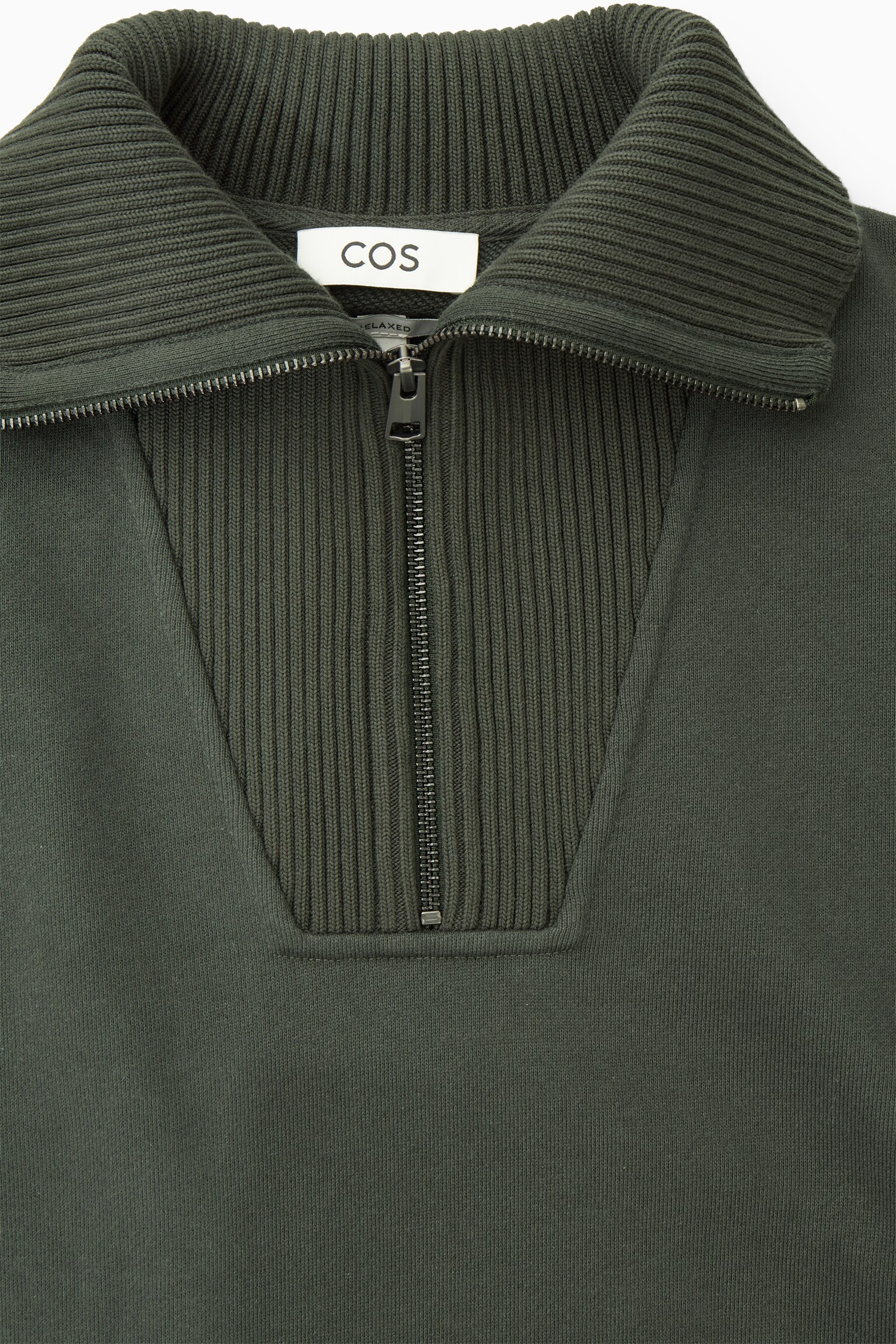 SWEAT DEMI-ZIPPÉ COL CHEMINÉE - VERT FONCÉ - 2