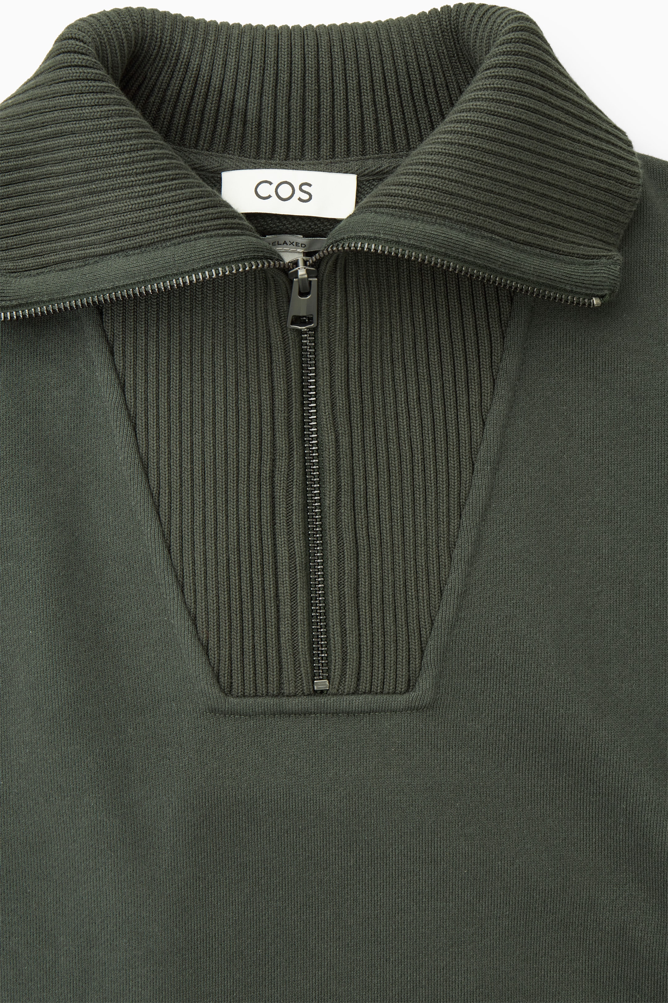 View larger image: FUNNEL-NECK HALF-ZIP SWEATSHIRT - DARK GREEN - Men | H&M GB 2