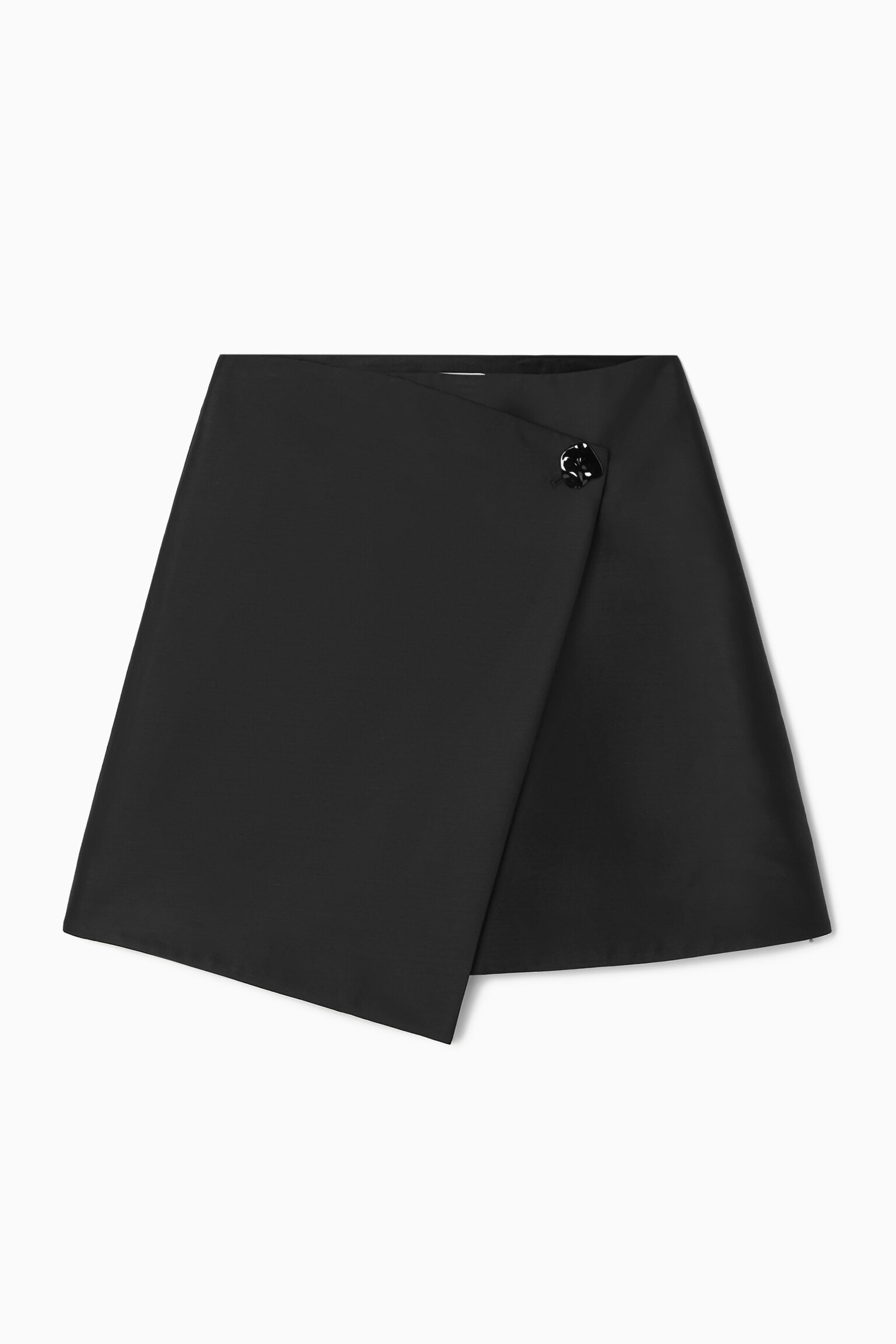 BROOCH-DETAIL WOOL-BLEND MINI SKIRT - BLACK