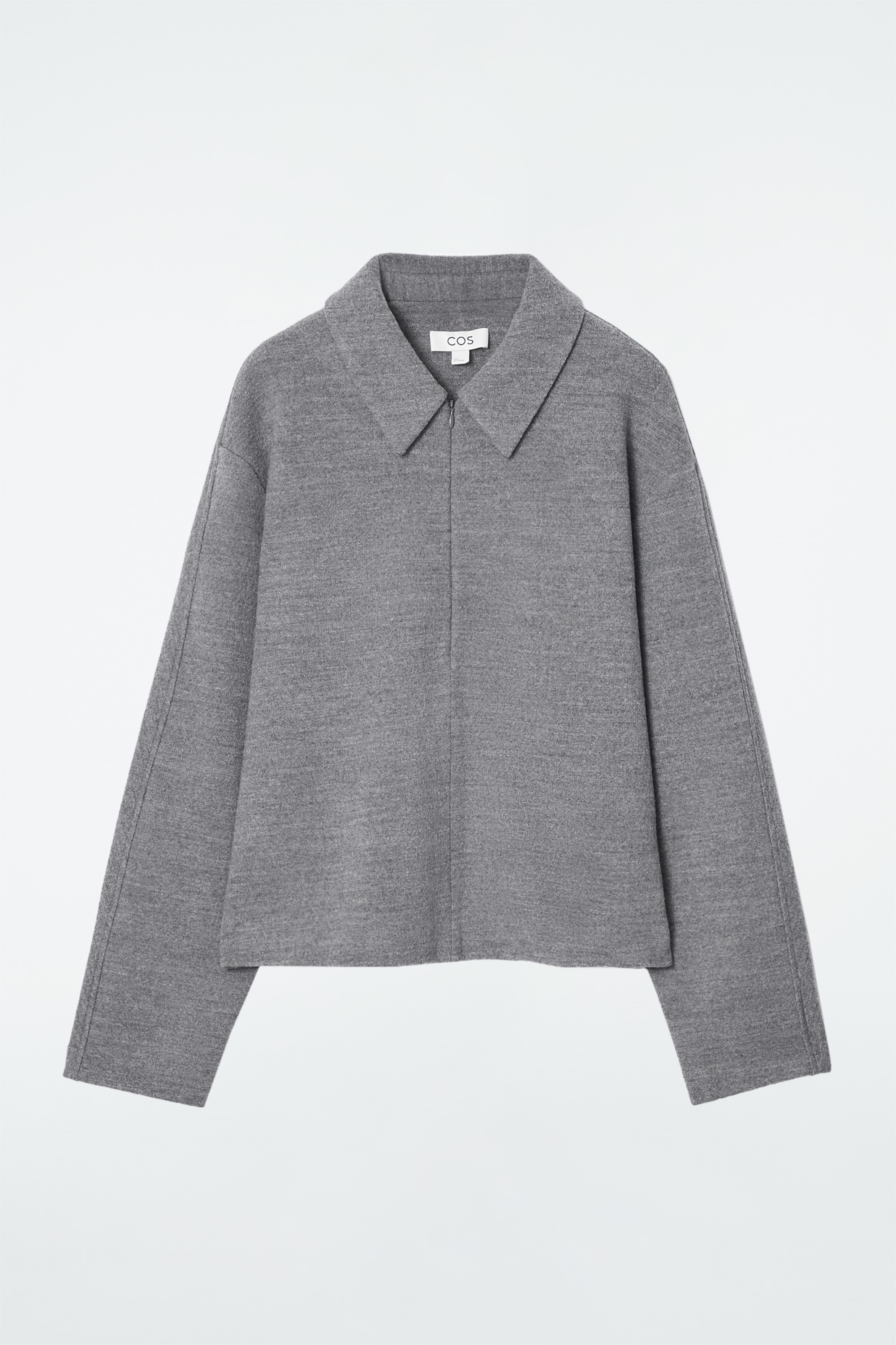 BOILED-WOOL ZIP-UP CARDIGAN - GREY MÉLANGE