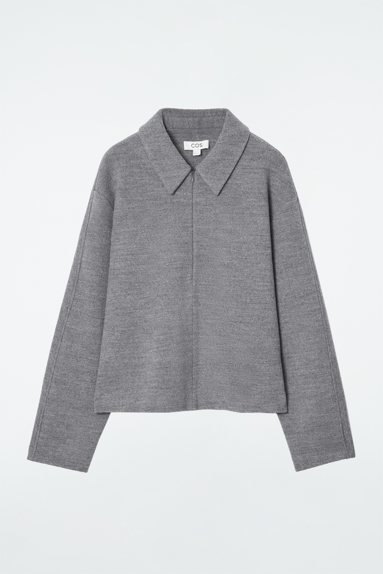 BOILED-WOOL ZIP-UP CARDIGAN - GREY MÉLANGE - 2