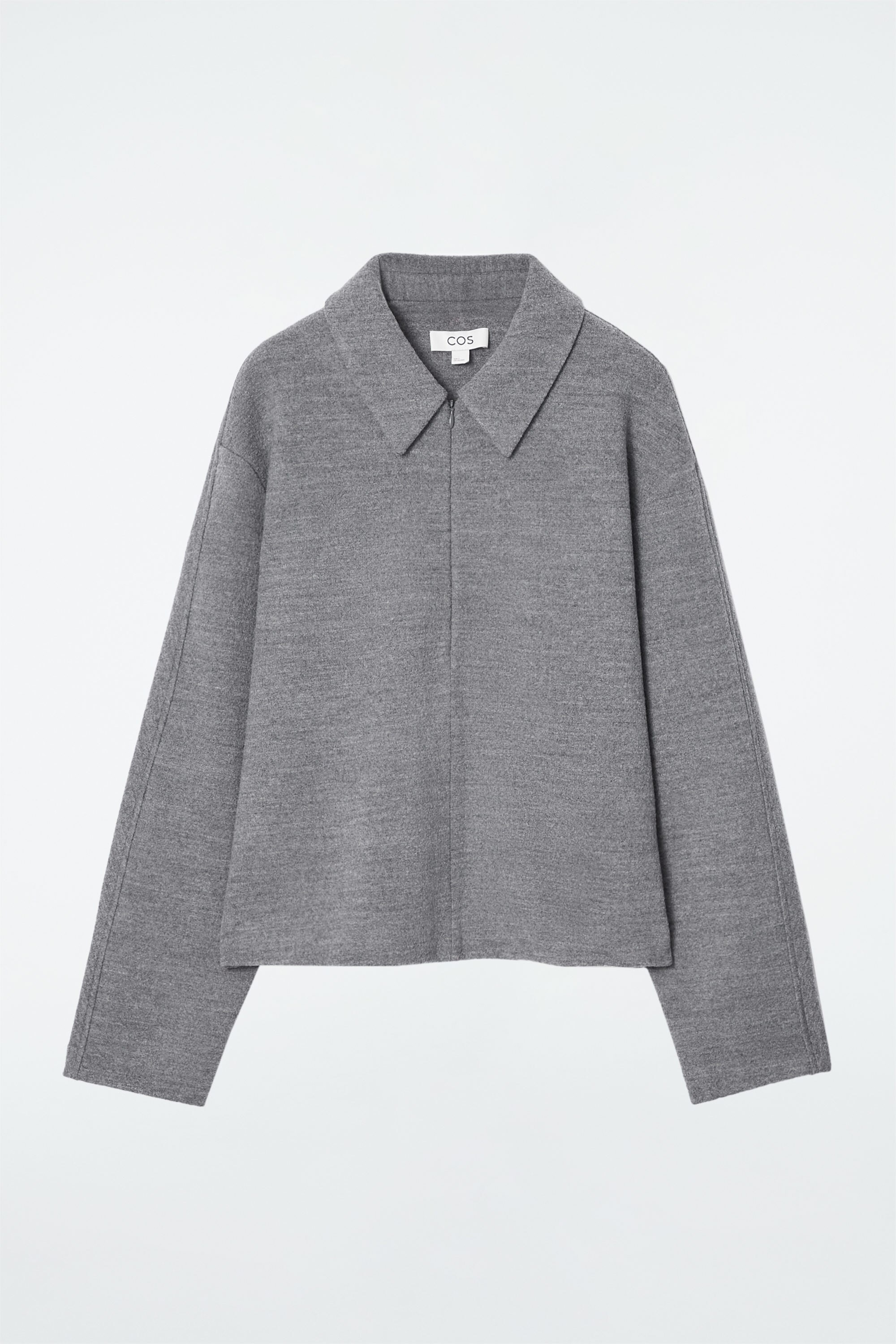 BOILED-WOOL ZIP-UP CARDIGAN - GRAY MÉLANGE | COS