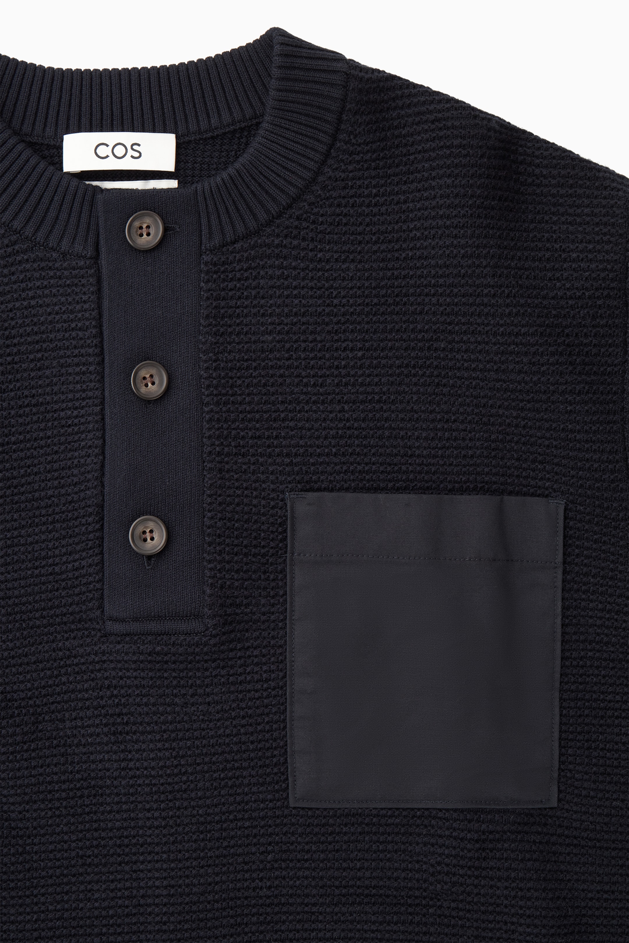 View larger image: WAFFLE-KNIT HENLEY JUMPER - NAVY - Men | H&M GB 3