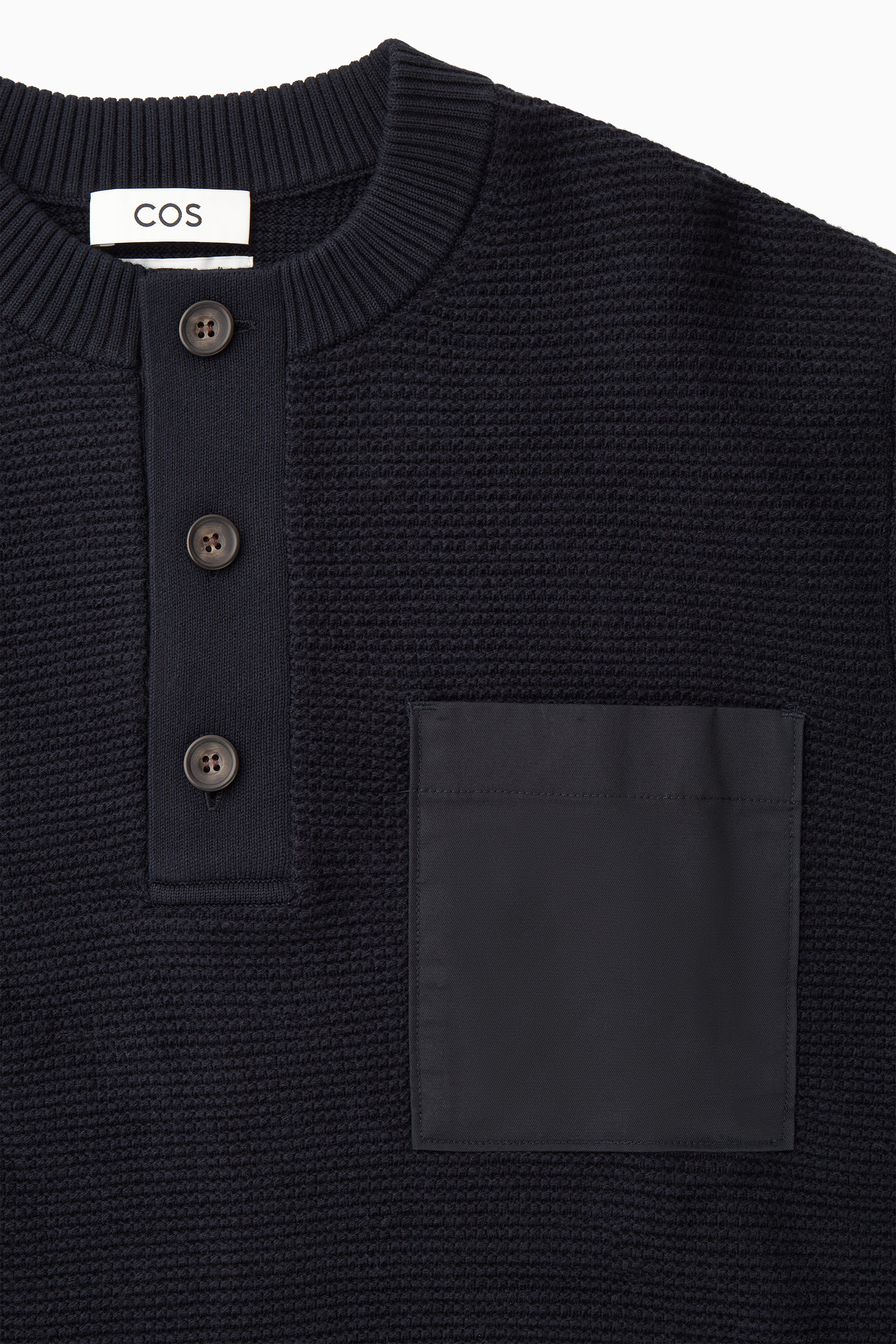 kinema waffle henley neck ブラック　サイズM Buckle Black Waffle Knit Henley - Men's T-Shirts in Crockery