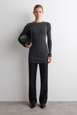 SEAMLESS MERINO WOOL MINI DRESS — CHARCOAL MÉLANGE 3