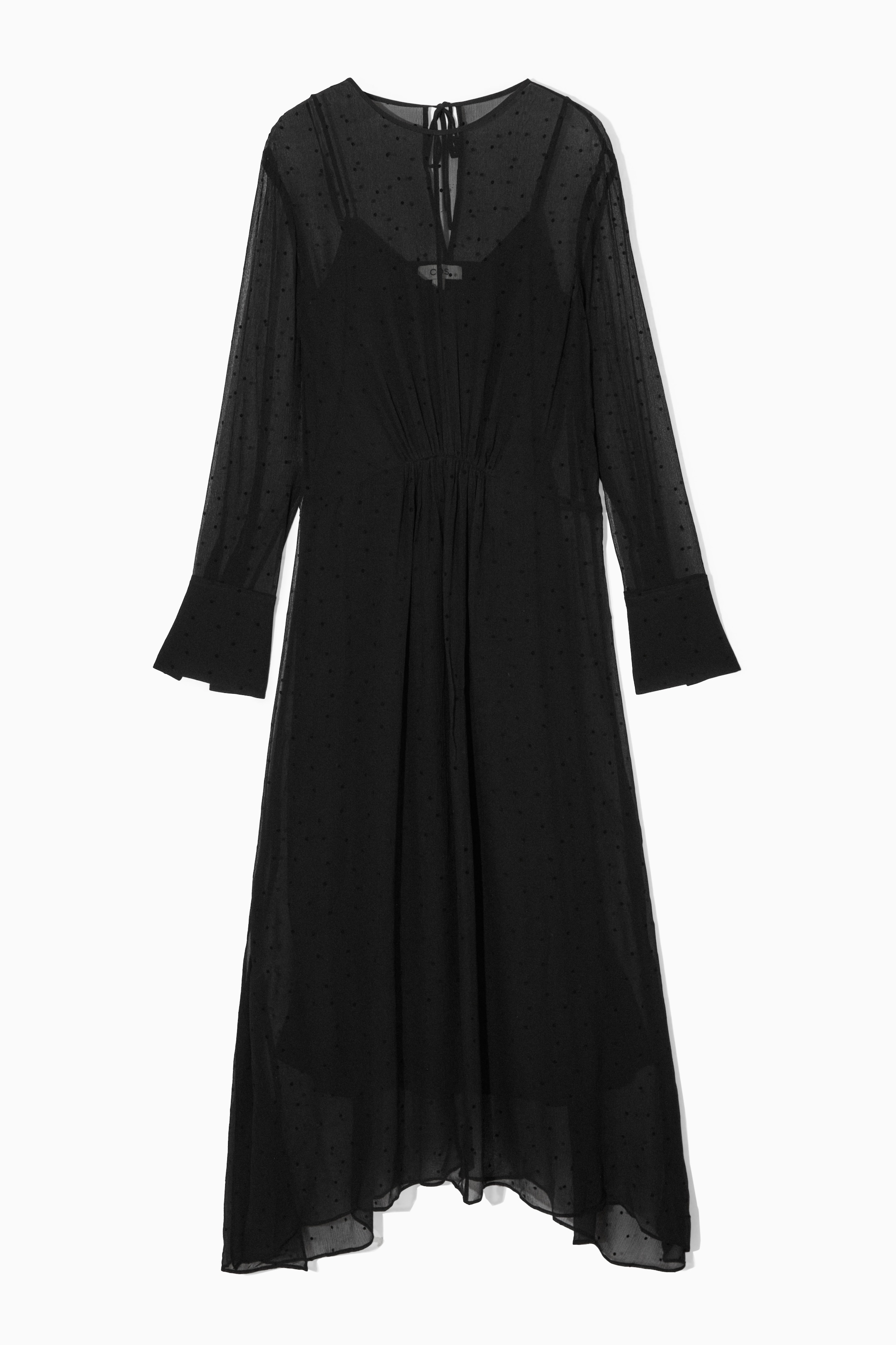 View larger image: POLKA-DOT SILK-CHIFFON MIDI DRESS - BLACK - Ladies | H&M GB 1