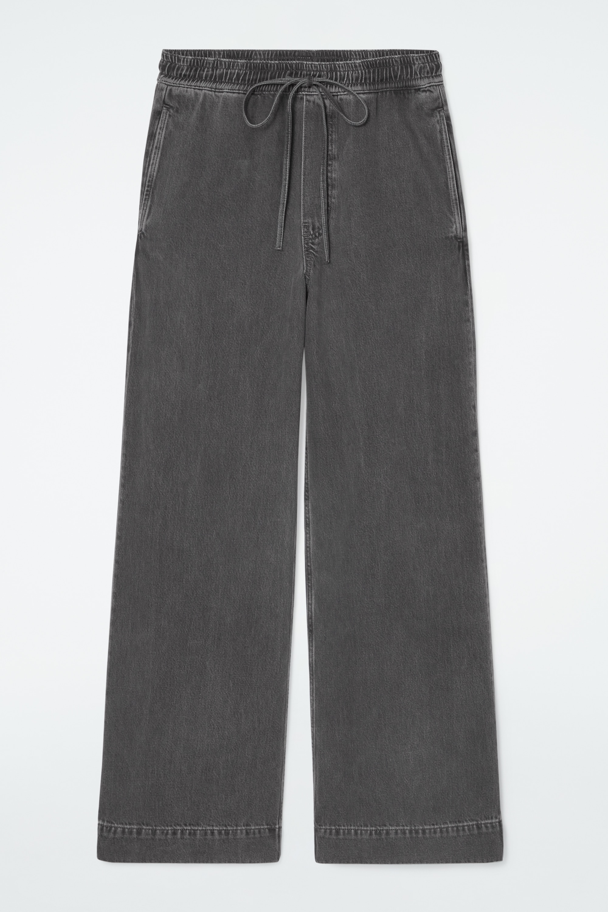 WIDE-LEG FLUID DENIM TROUSERS - WASHED BLACK/WASHED BLUE/ECRU