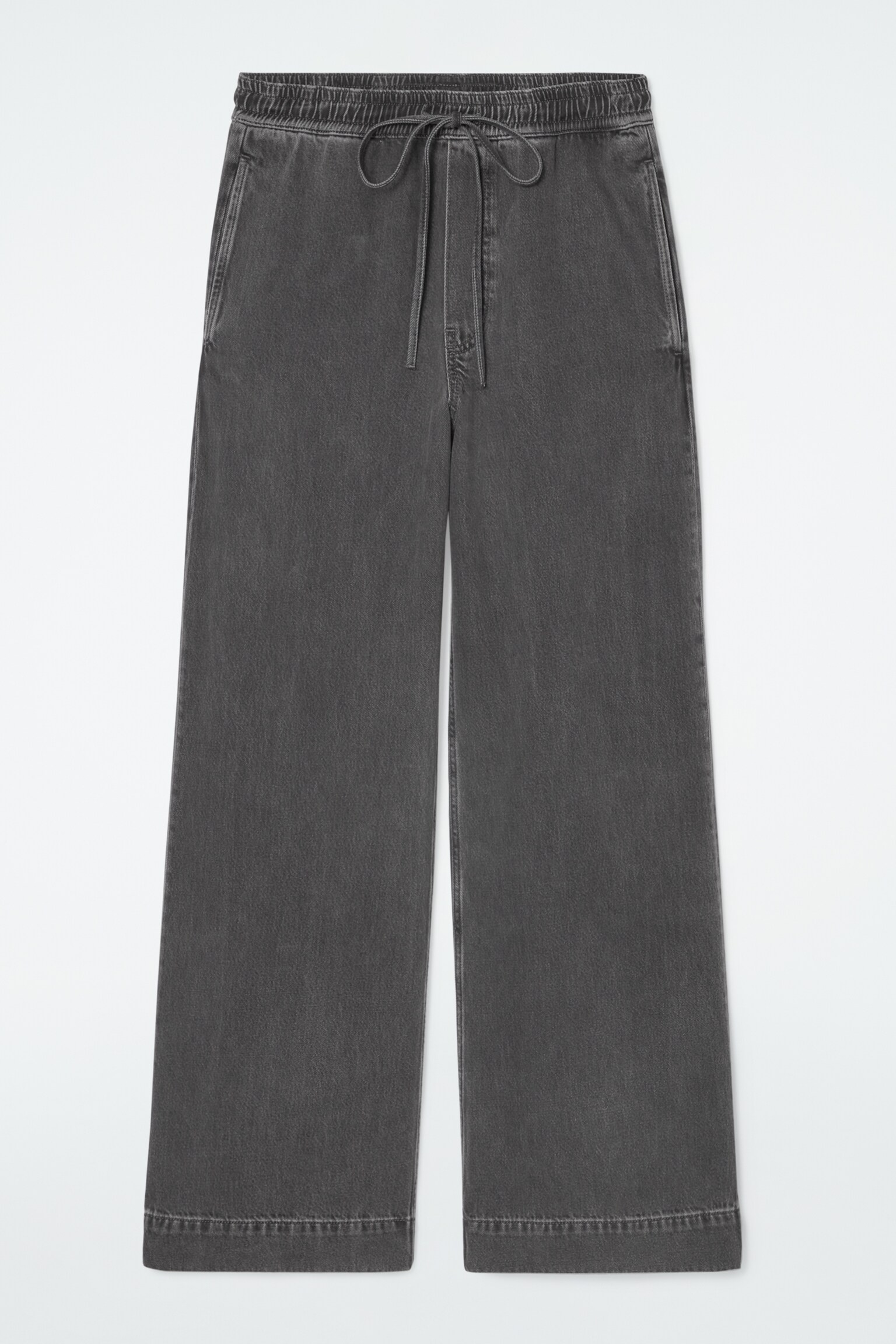 FLIESSENDE HOSE AUS DENIM MIT WEITEM BEIN - SCHWARZE WASCHUNG/BLAUE WASCHUNG/ECRU - 2