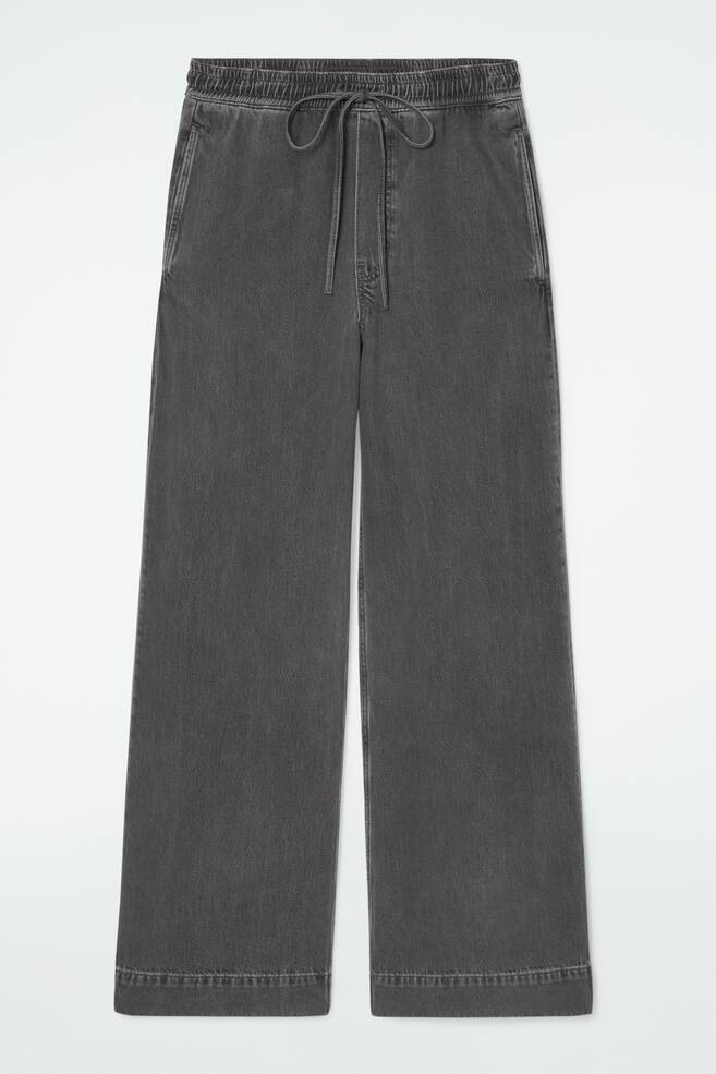 WIDE-LEG FLUID DENIM TROUSERS - WASHED BLACK - 1