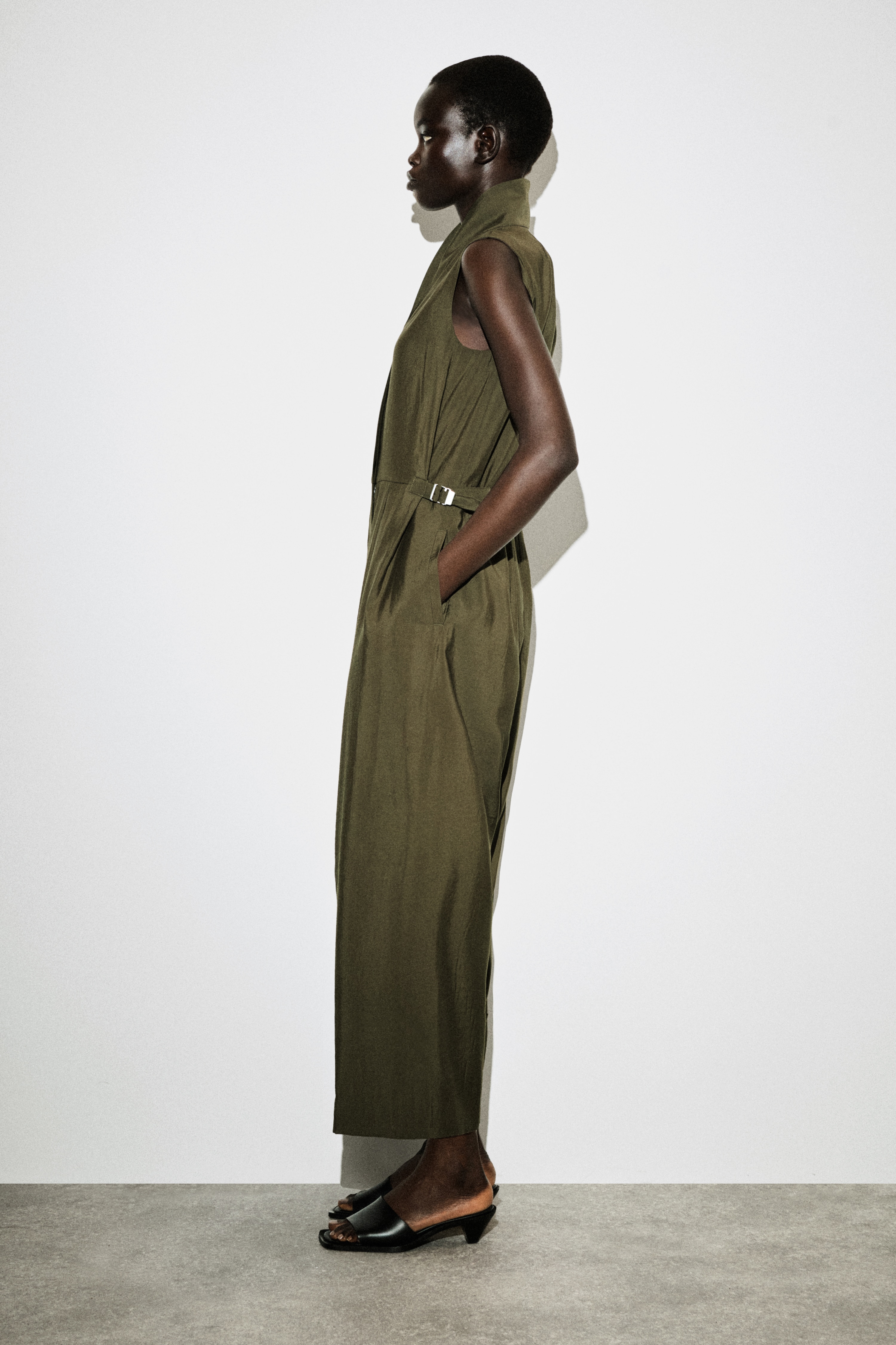 SHAWL-COLLAR UTILITY JUMPSUIT