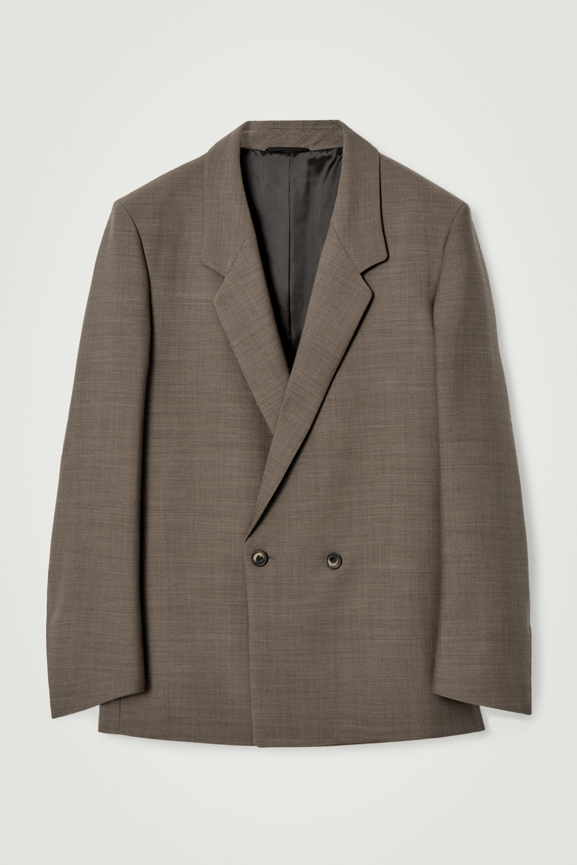 RELAXED DOUBLE-BREASTED WOOL-BLEND BLAZER - DARK BEIGE | COS