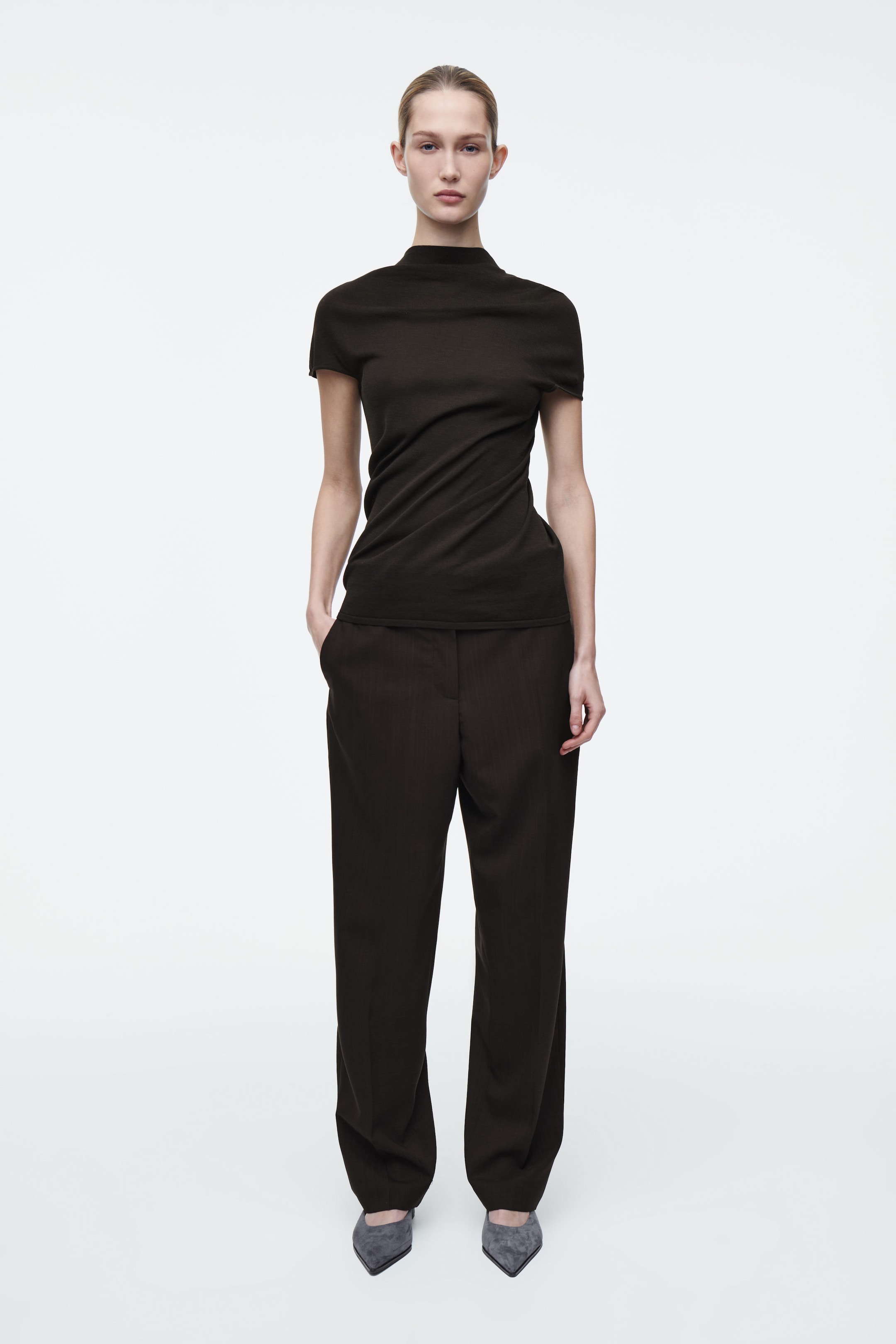 DRAPED WOOL-SILK TOP