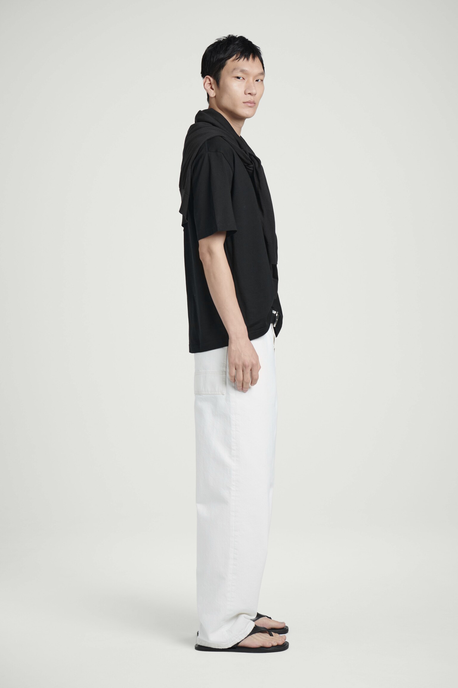 RELAXED LIGHTWEIGHT COTTON T-SHIRT - BLACK/NAVY/BLUE/DARK BLUE/WHITE/WHITE/LIGHT GREY/GREEN/BLUE - 5