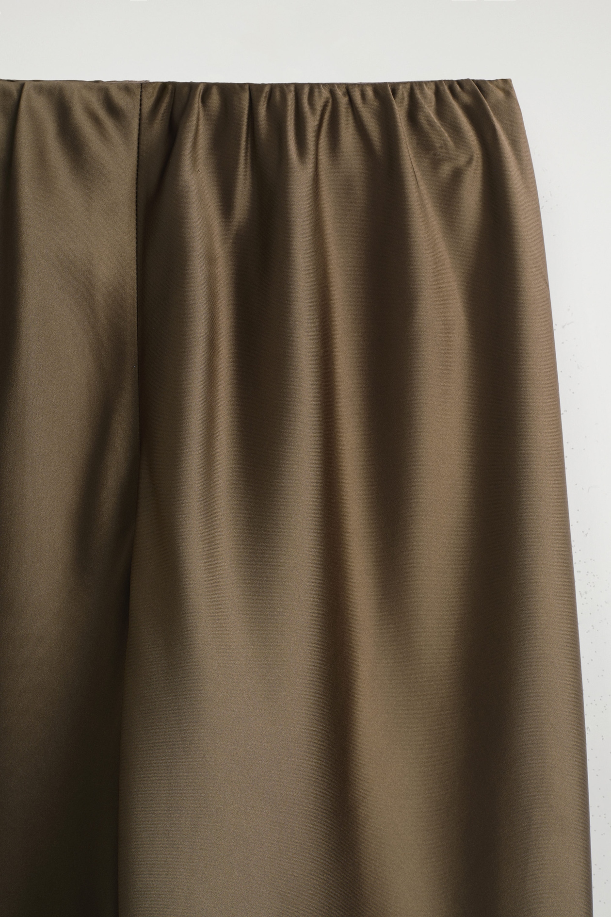 SATIN WIDE-LEG PANTS — BROWN