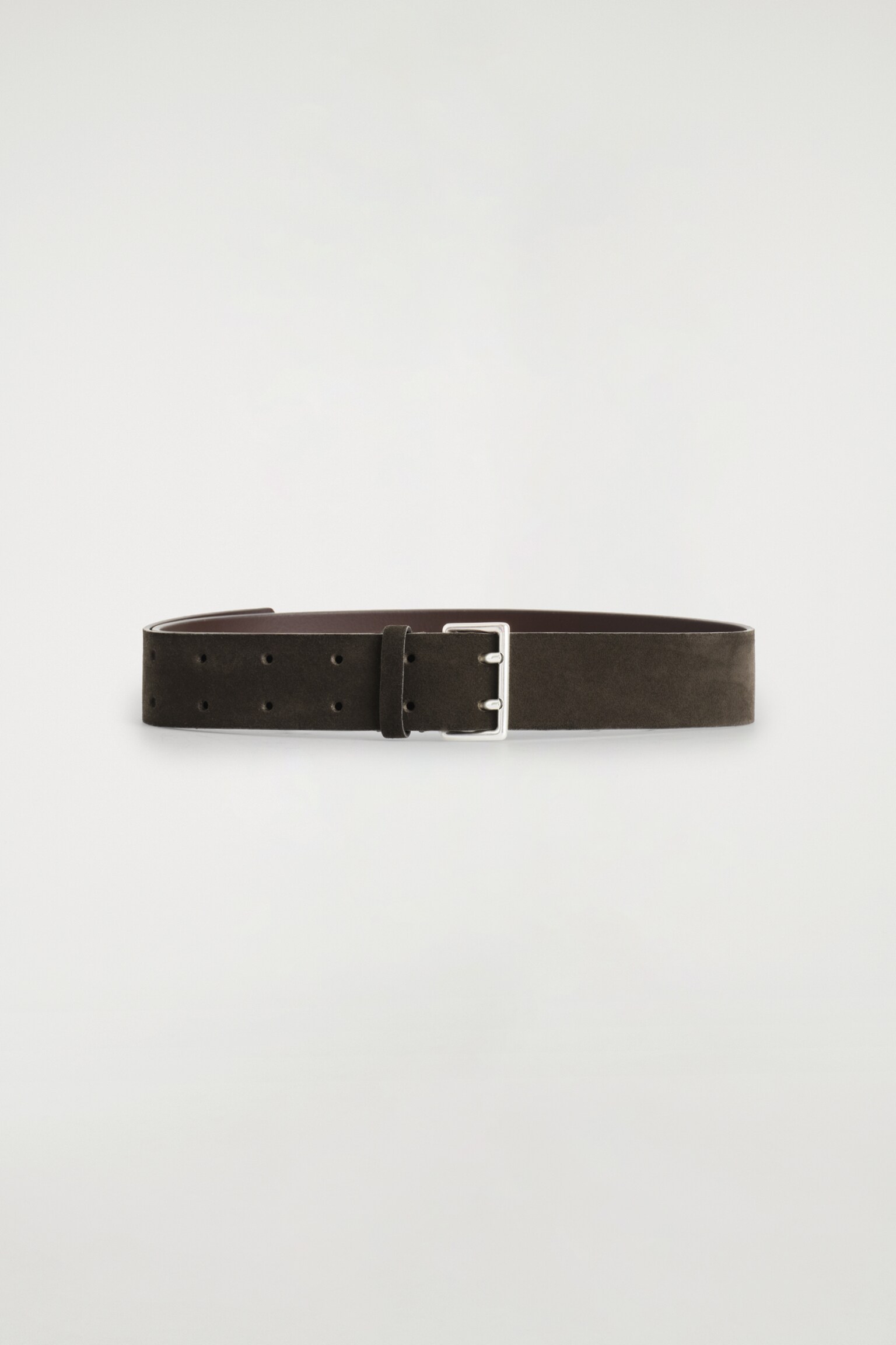 CEINTURE EN DAIM À DOUBLE ARDILLON - BRUN/BLEU MARINE/CAPPUCCINO - 2