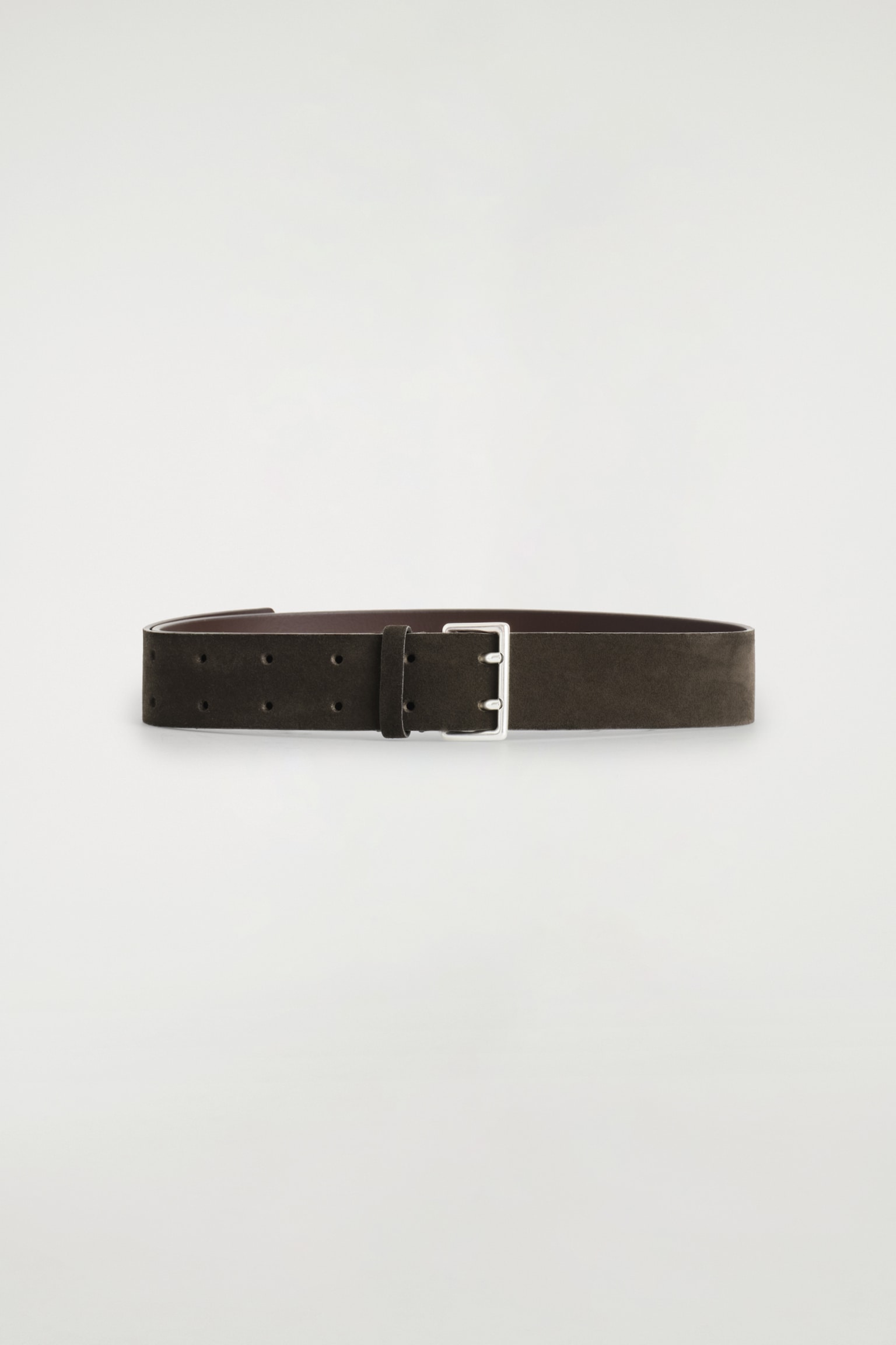 CEINTURE EN DAIM À DOUBLE ARDILLON - BRUN/BLEU MARINE/CAPPUCCINO - 2