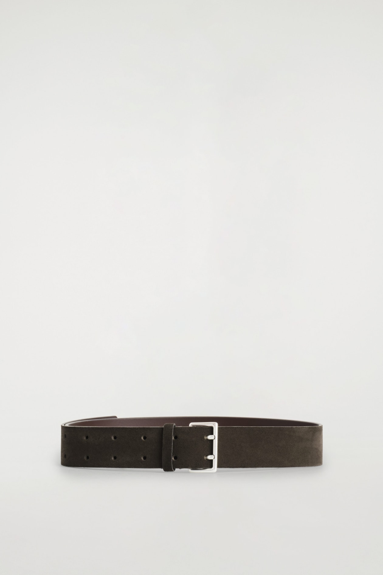 DOUBLE-PRONG SUEDE BELT — BROWN