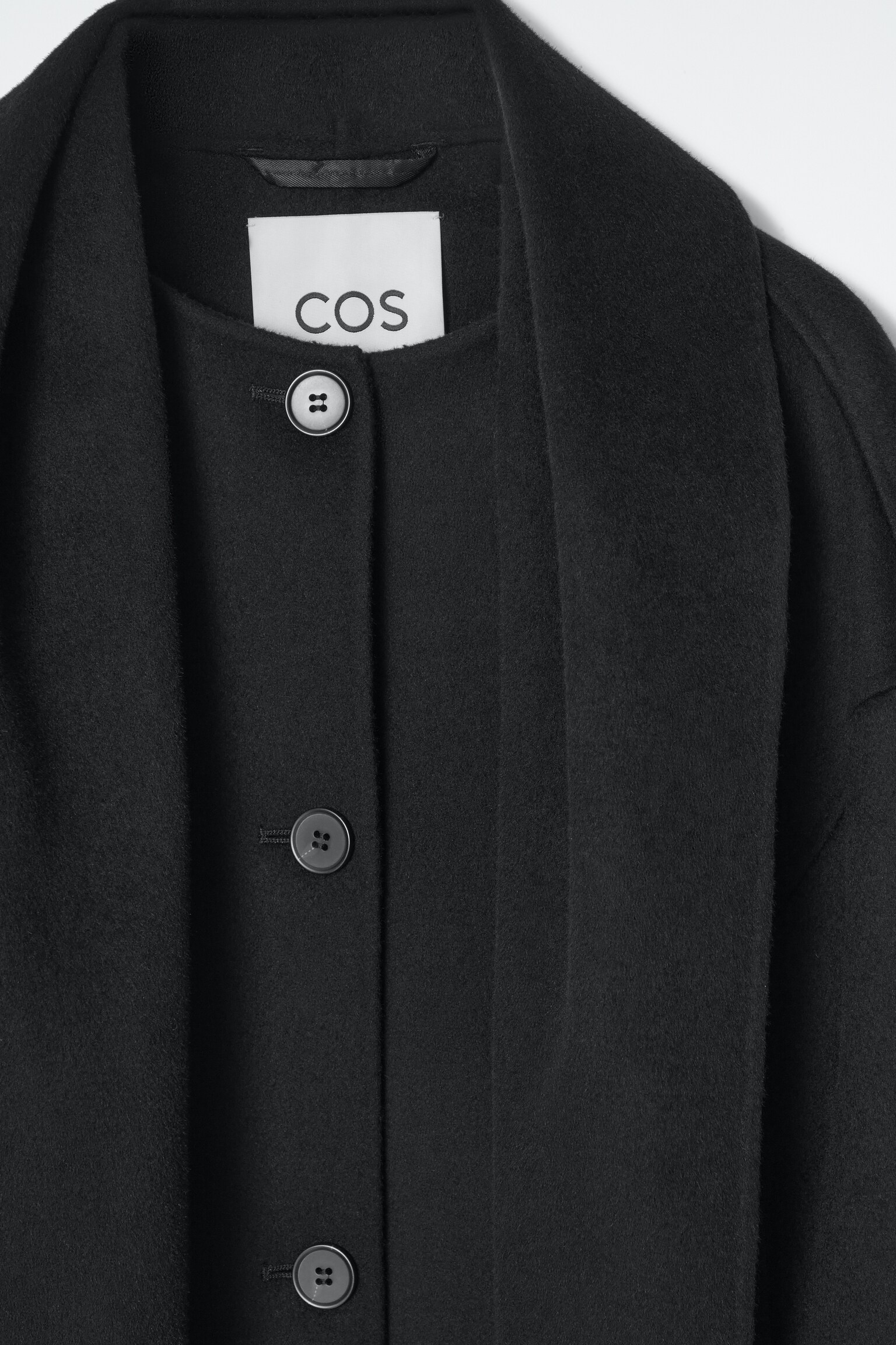 OVERSIZED WOOL-BLEND SCARF JACKET - BLACK/WHITE/CHARCOAL / PINSTRIPED - 2