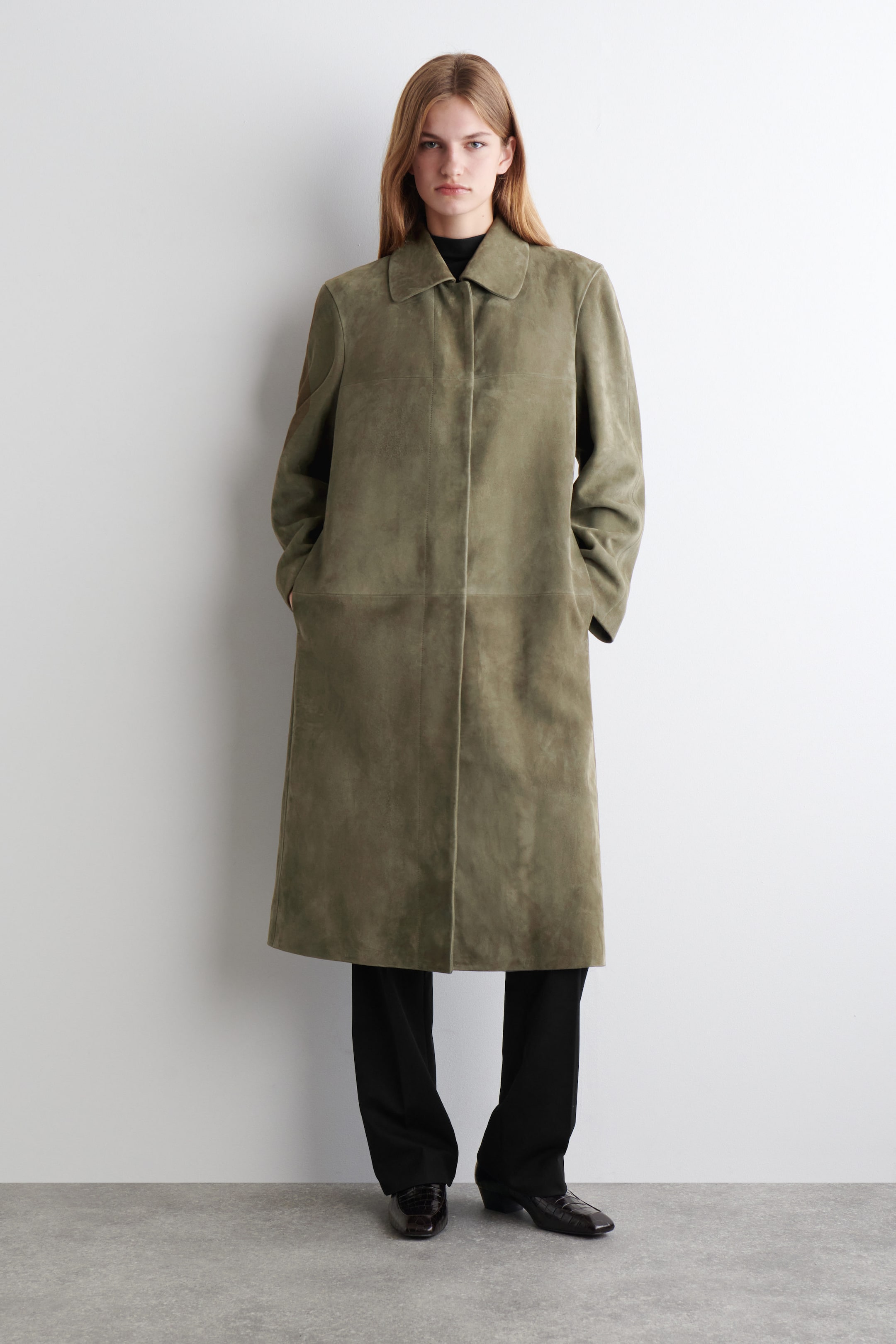 COLLARED SUEDE COAT