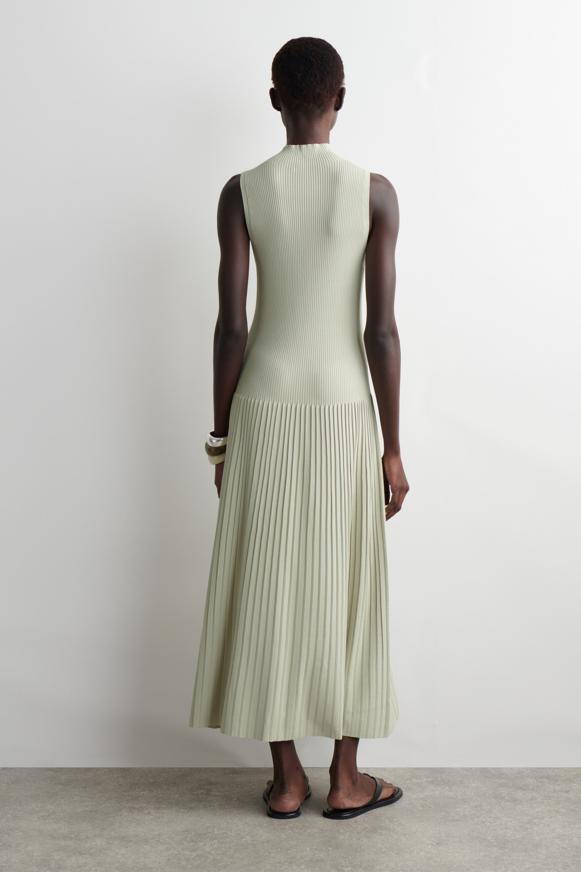 〖kさま専用〗HLT Pin Dot Pleated Long Dress ZDXRZ Women's Dress Long Sleeve Neck Pleated Hem Dress(X
