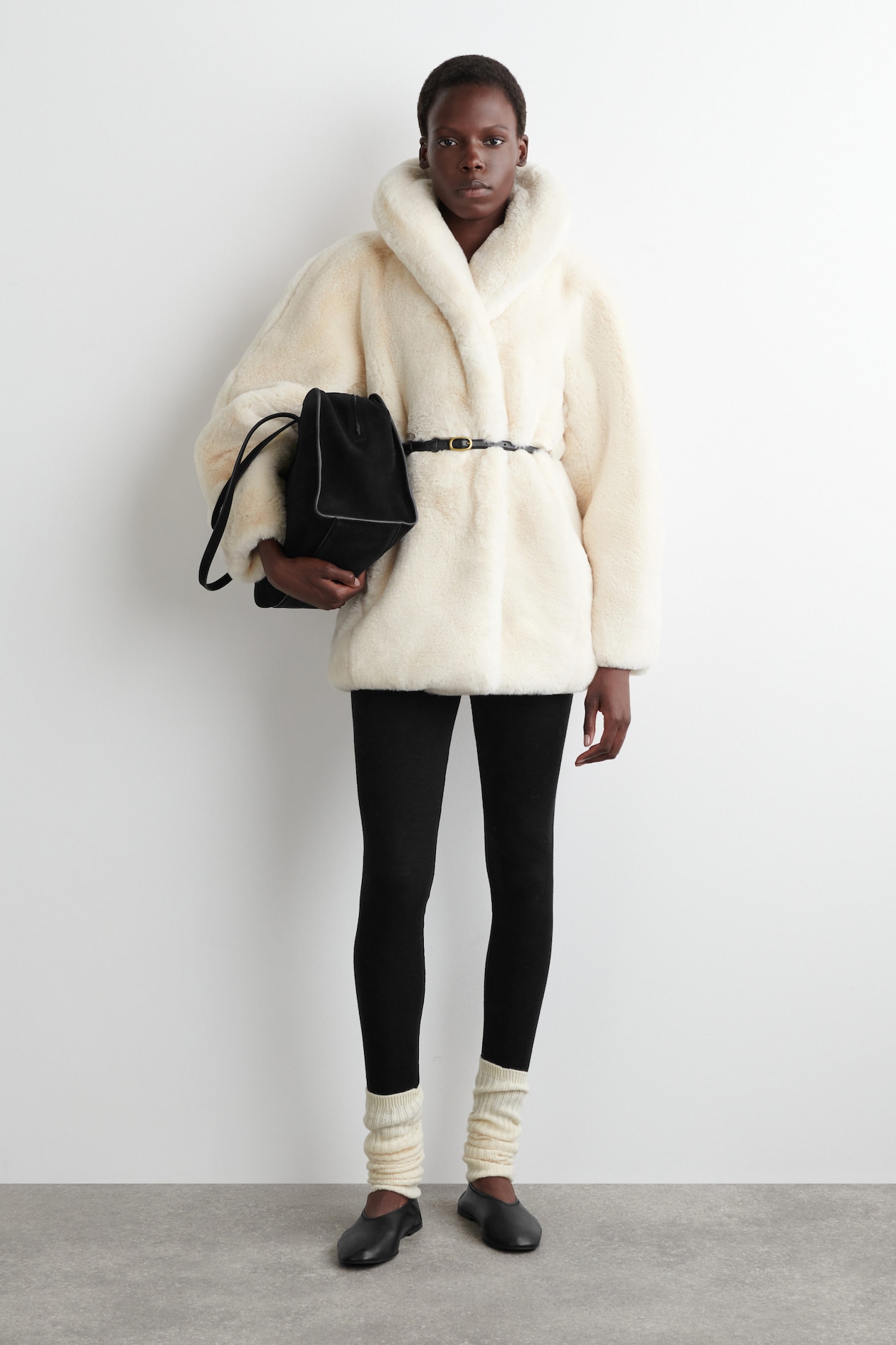 SHAWL-COLLAR FUR-EFFECT JACKET