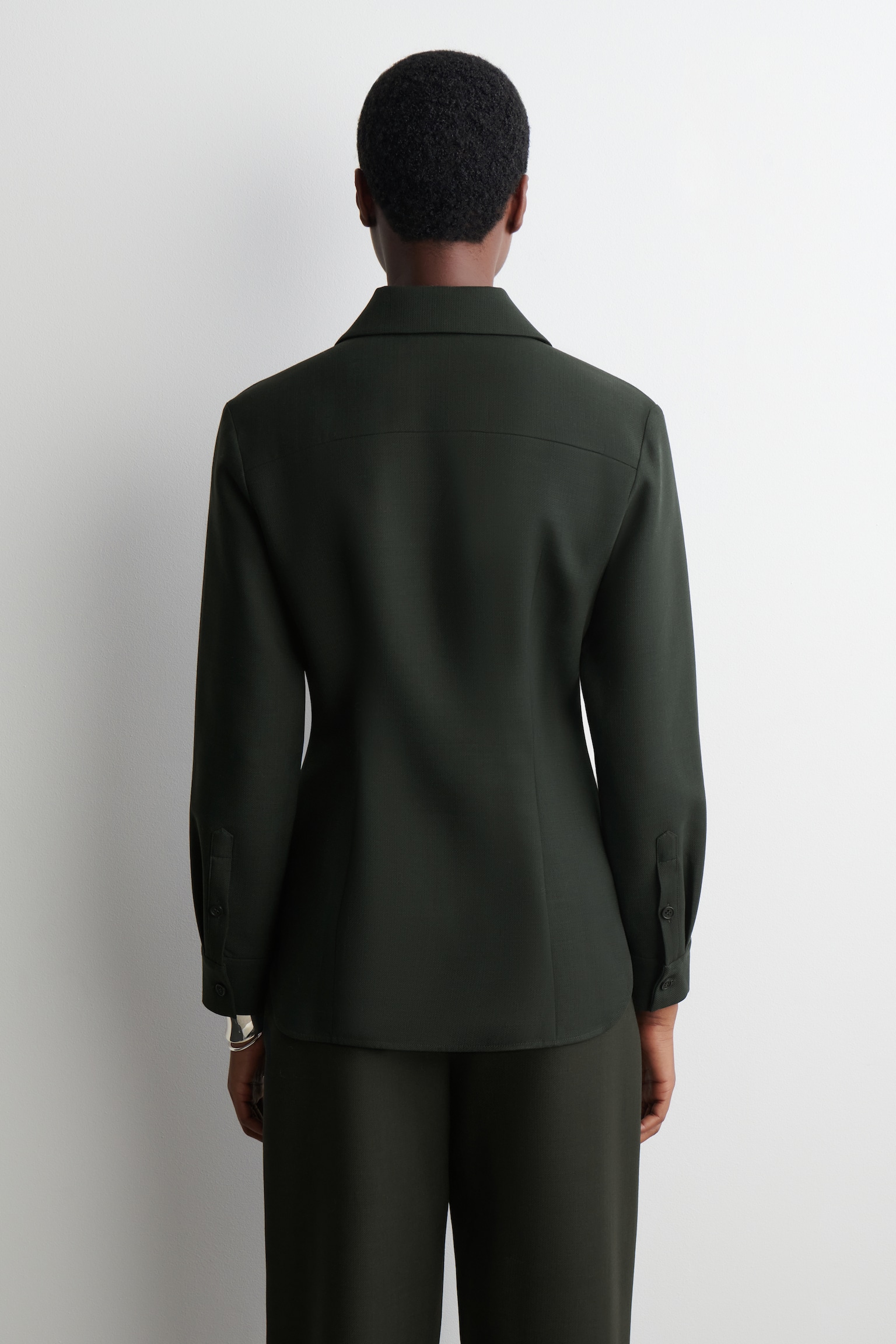 CAMICIA IN LANA DAL TAGLIO RILASSATO - VERDE SCURO - 7