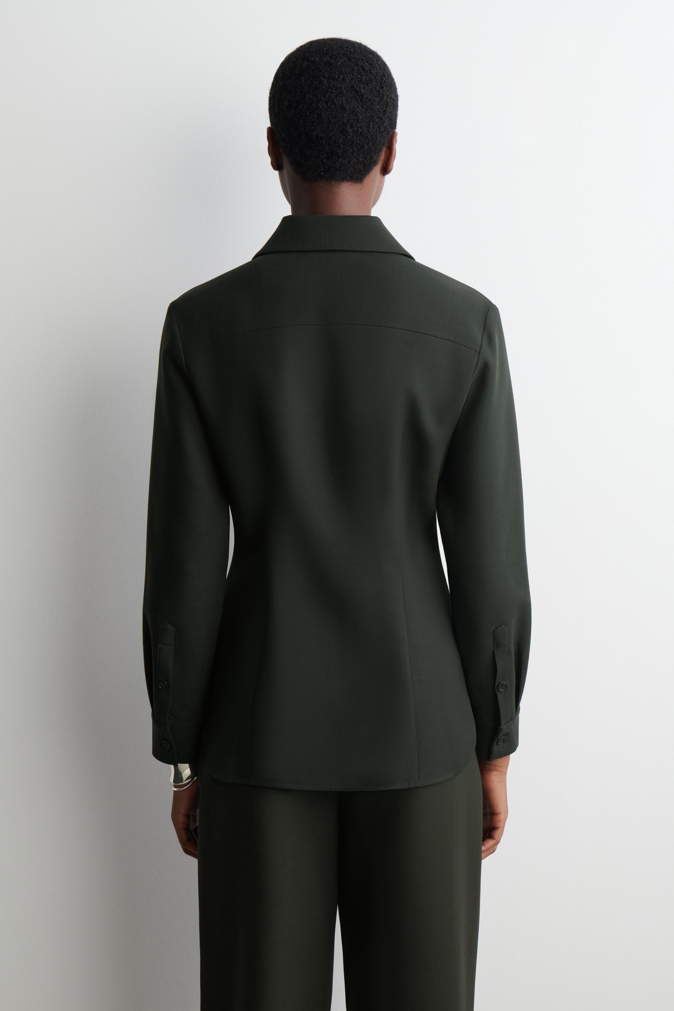 COS Women's Wool Shirt in Green | Size: 6