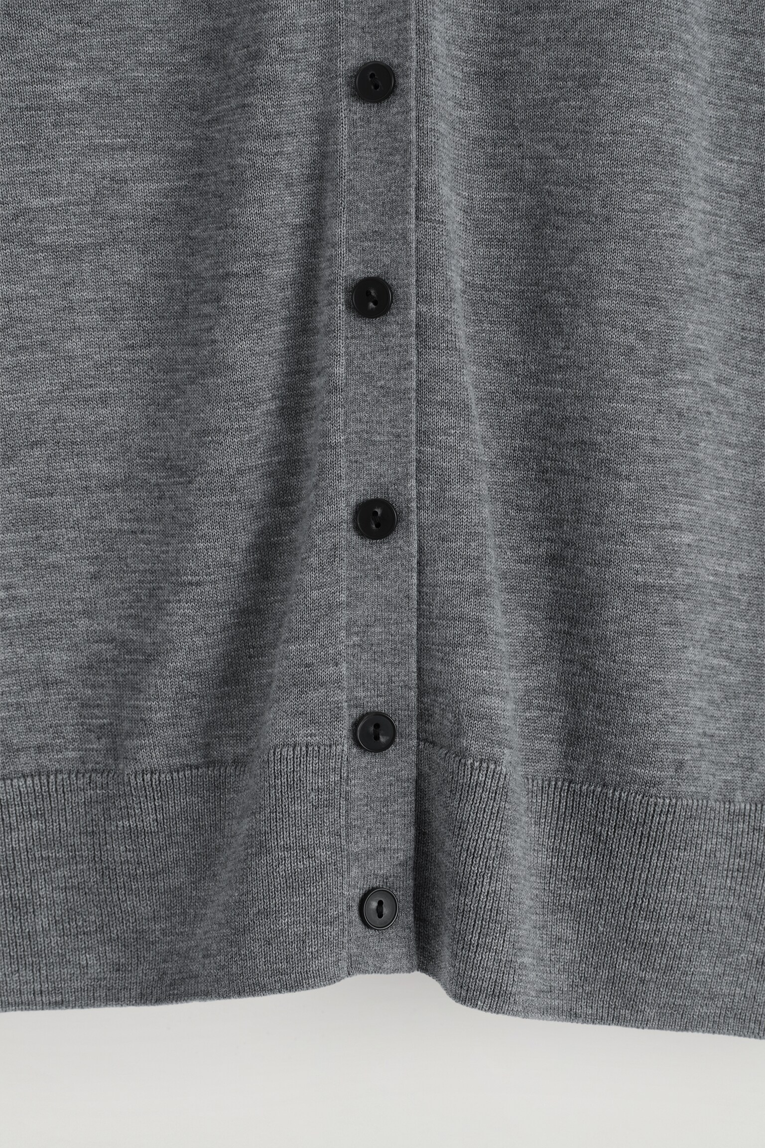 MERINO WOOL-BLEND POLO CARDIGAN - GREY MÉLANGE/RED - 5