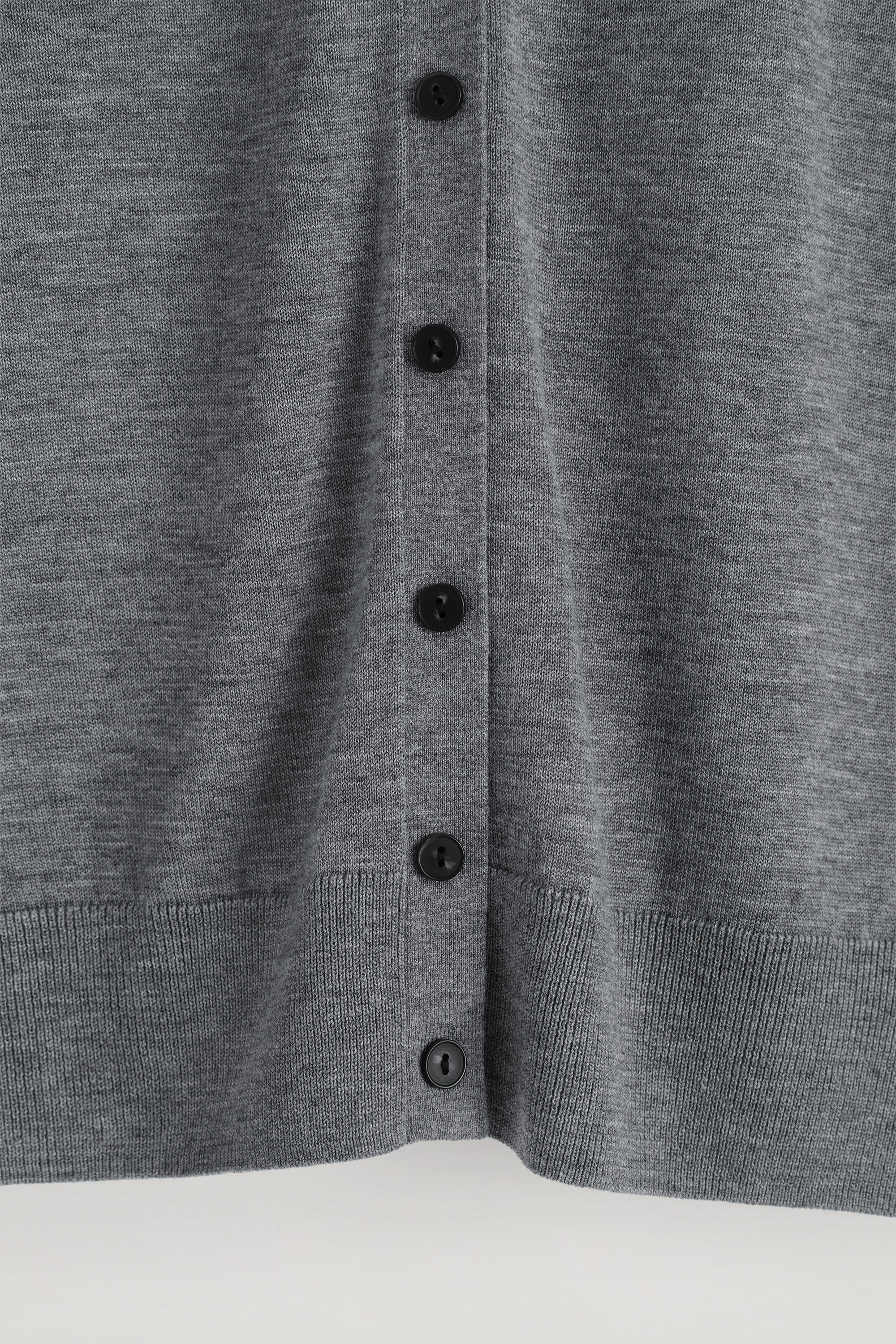 MERINO WOOL-BLEND POLO CARDIGAN - GREY MÉLANGE | COS