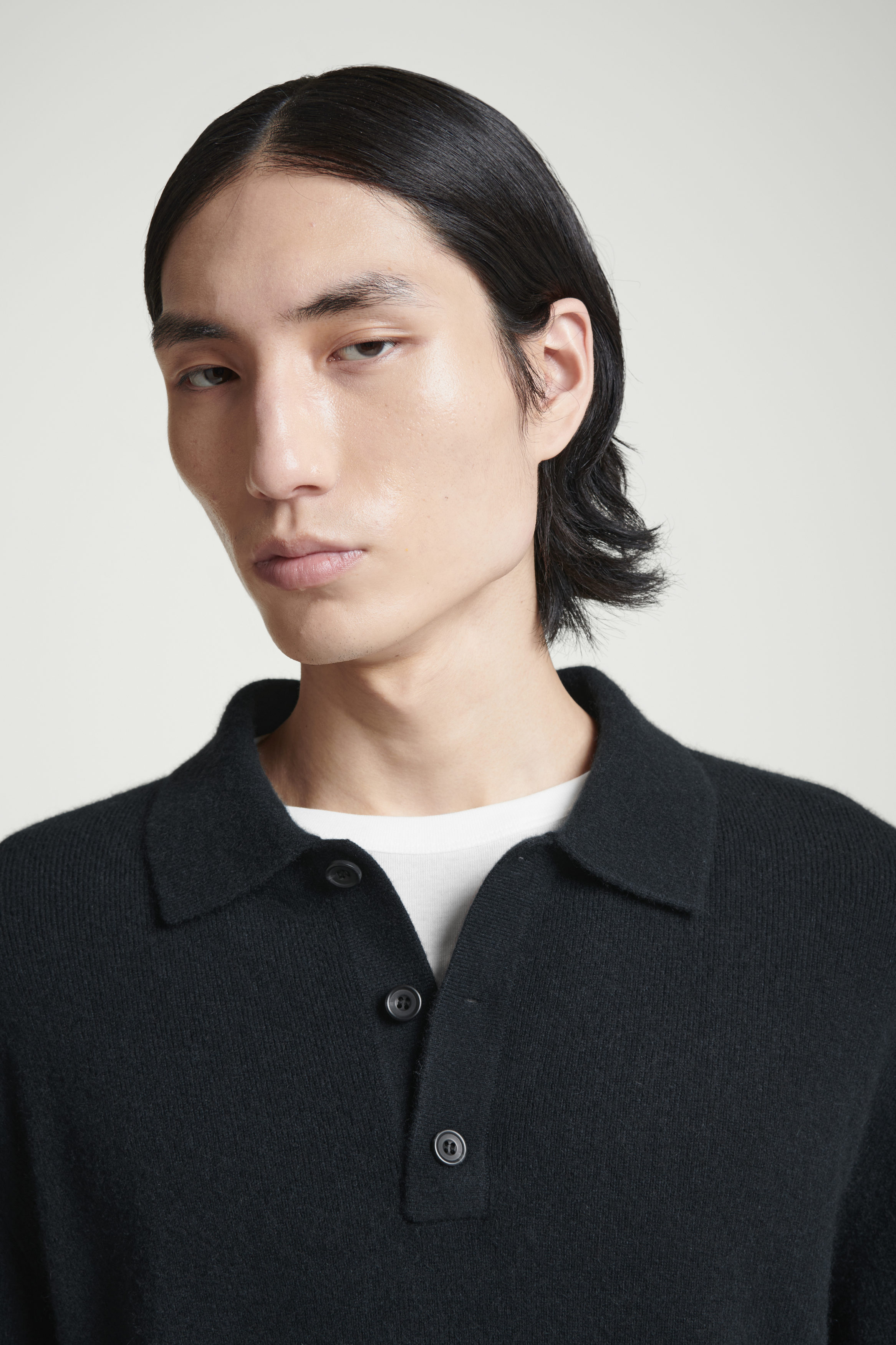 Tシャツ・カットソー CLOSED Ribbed cotton and cachemire polo shirt Nero Closed Ribbed Cotton And Cashmere Polo Shirt - Black