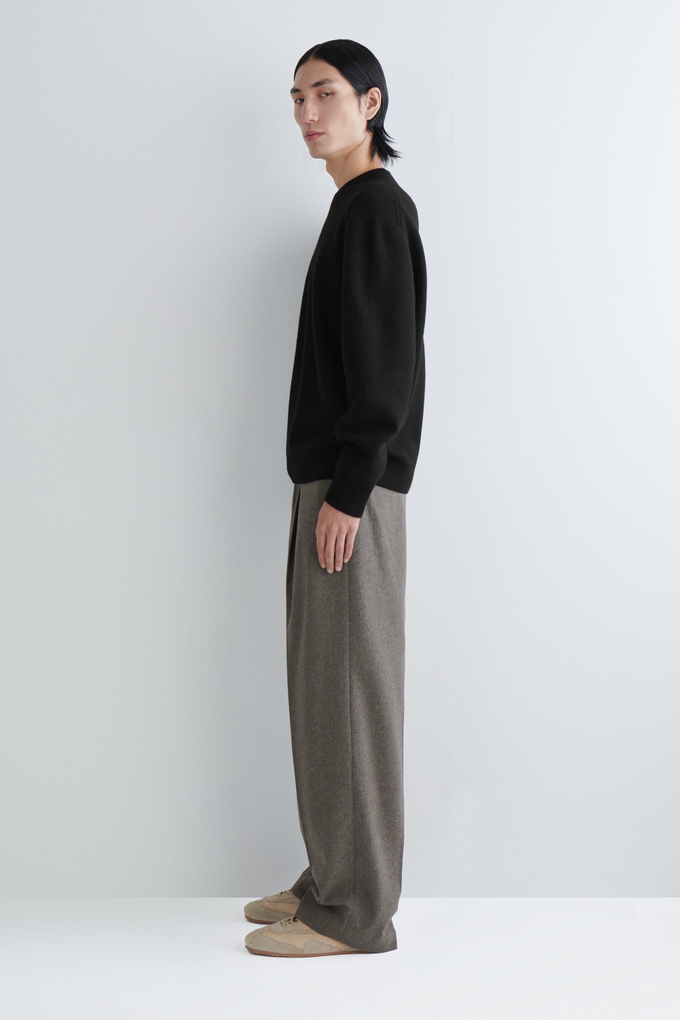 BOILED-WOOL CREW-NECK SWEATER - BLACK | COS GB