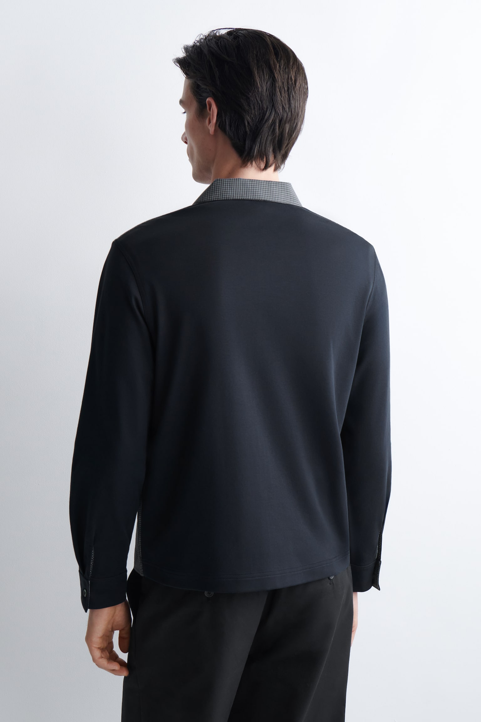 CHAQUETA HARRINGTON CON PANELES EN CONTRASTE - AZUL MARINO/A CUADROS - 6