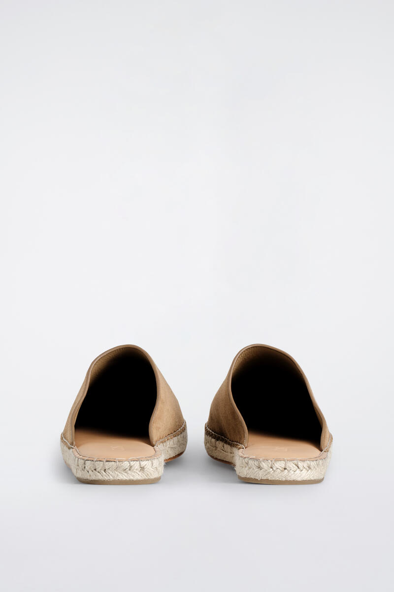 Split Suede Espadrille Mules