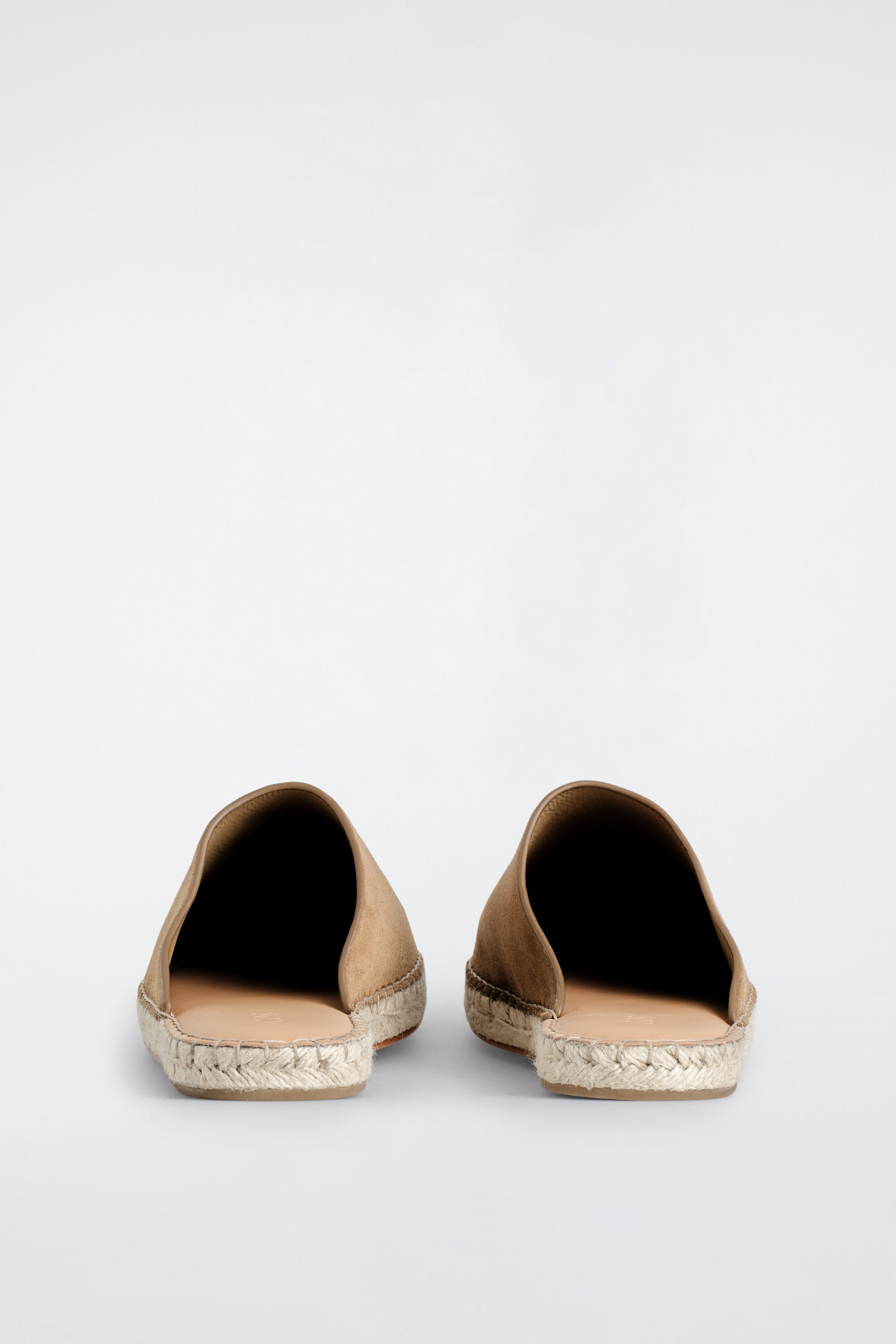 Split-Suede Espadrille Mules - Tan