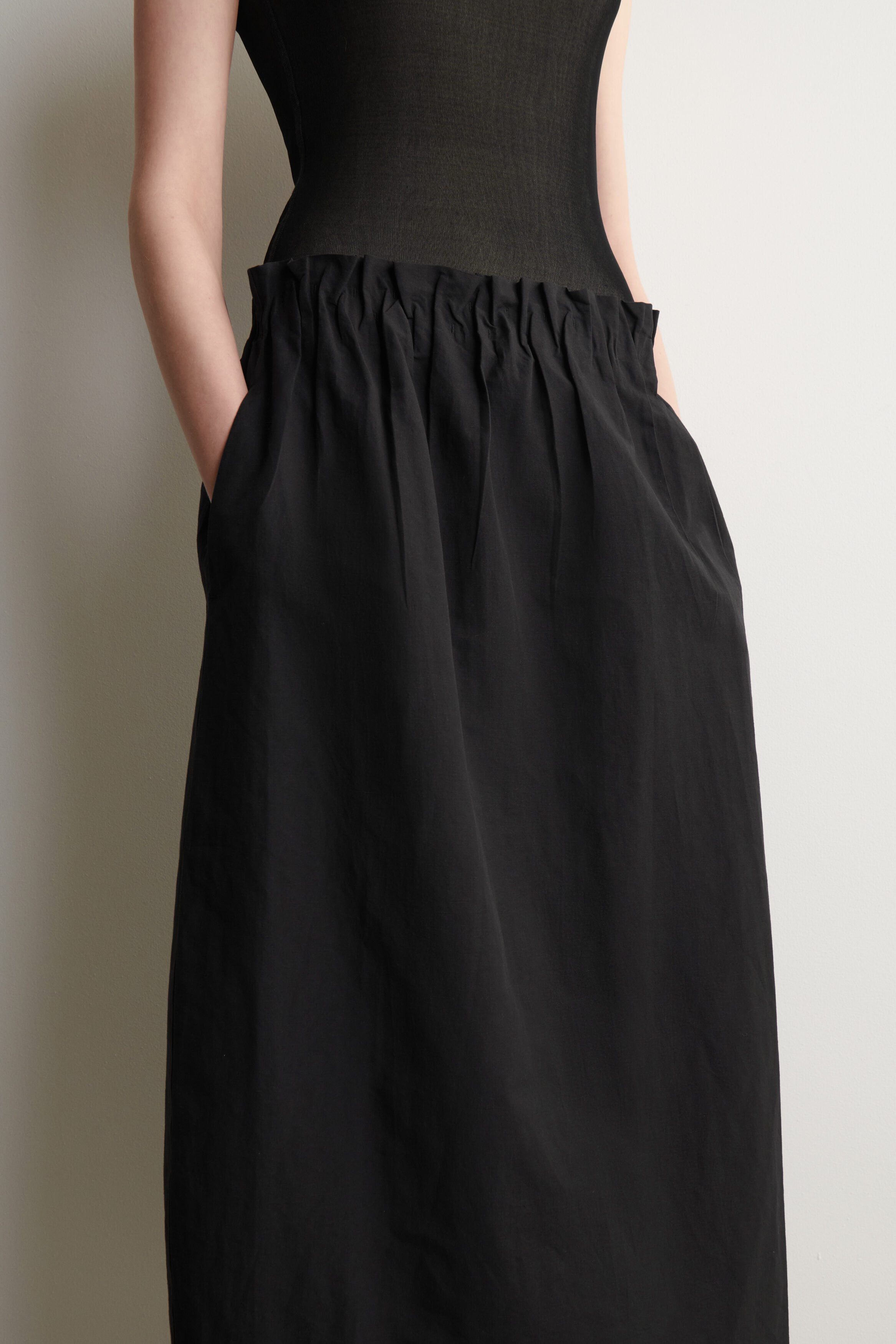 Cotton-Linen Balloon Midi Skirt