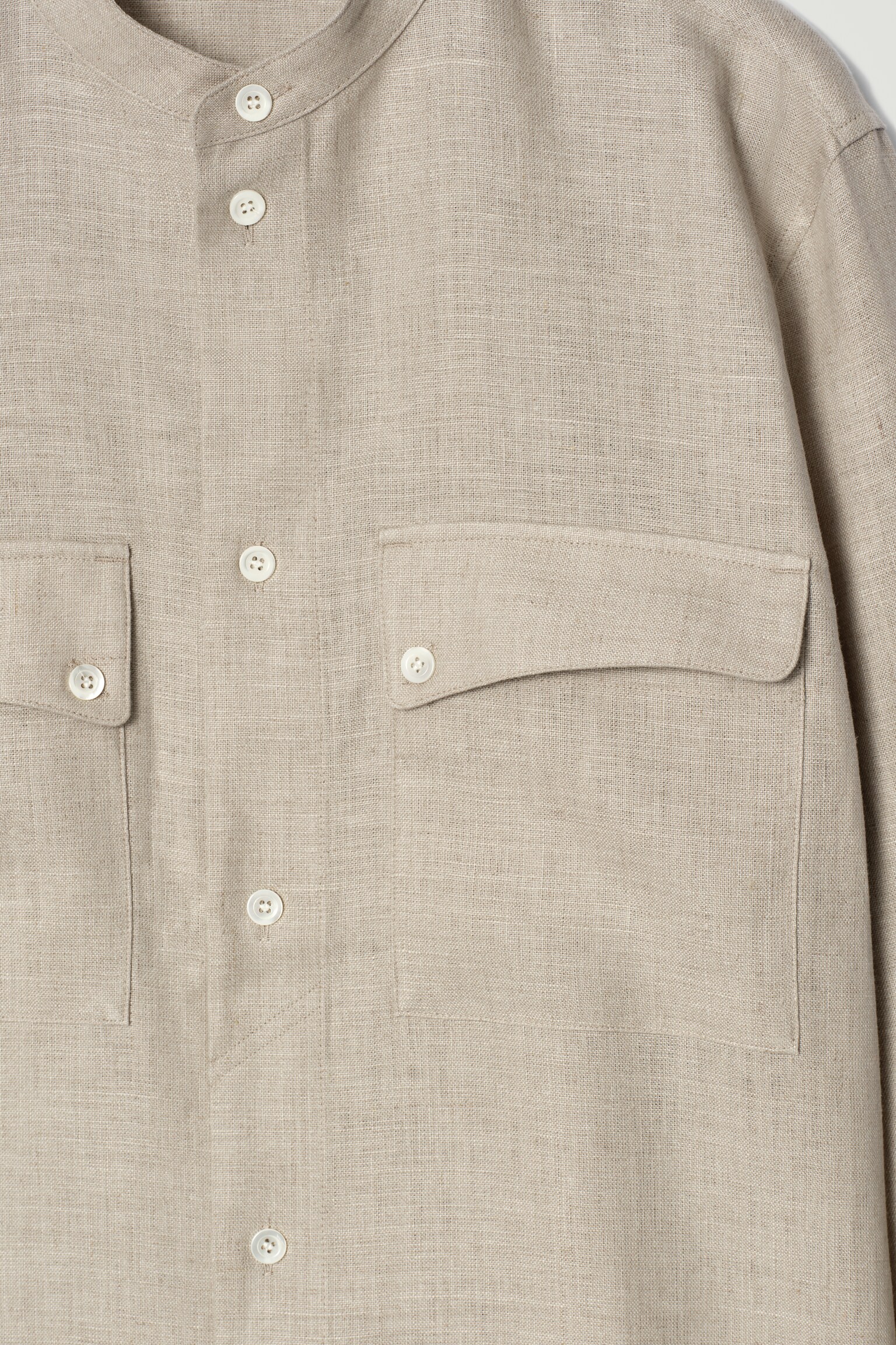 SURCHEMISE À COL OFFICIER EN LIN - BEIGE - 8