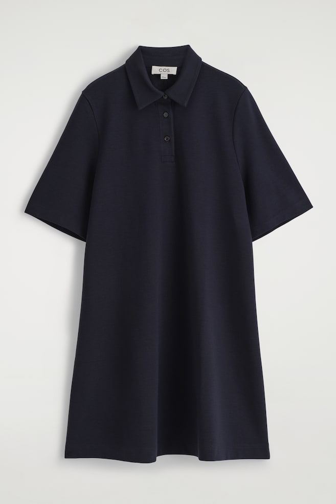 ROBE COURTE FAÇON POLO EN JERSEY - BLEU MARINE - 1