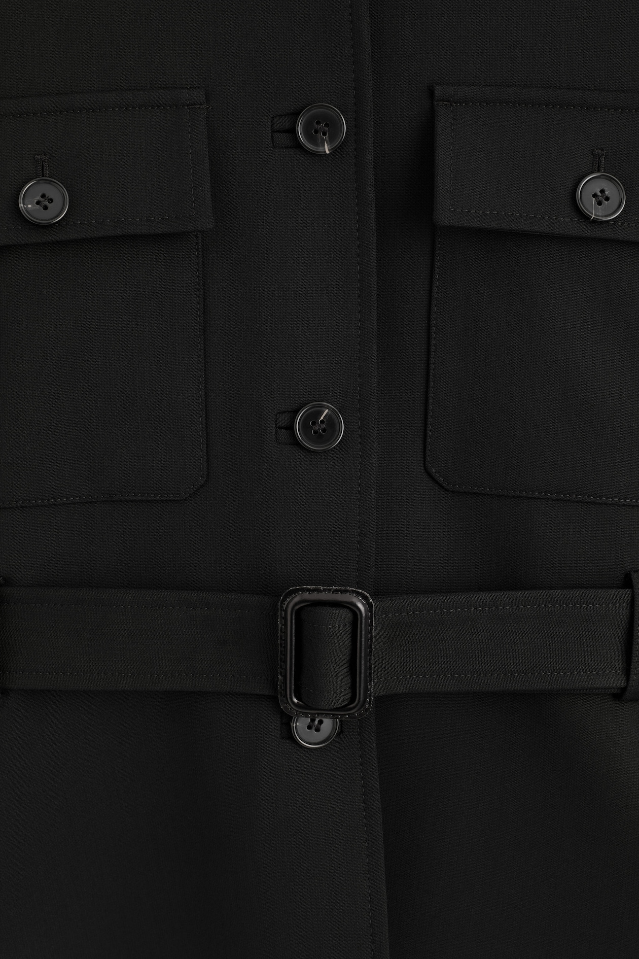 BELTED PEPLUM JACKET — BLACK