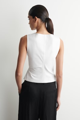 TWIST-DETAIL JERSEY TOP — WHITE 3