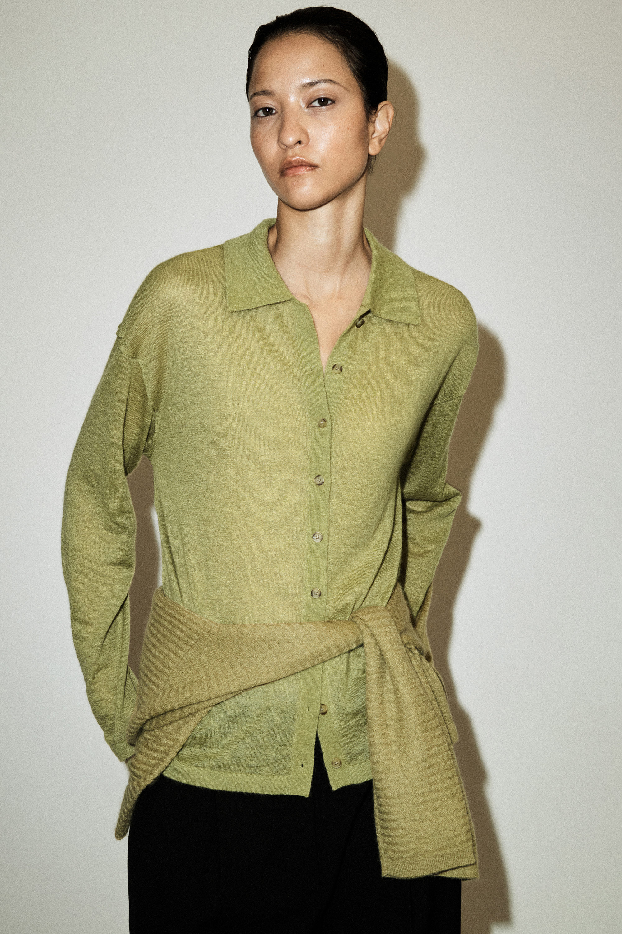 ZIGZAG-KNIT MOHAIR-BLEND CARDIGAN - GREEN | COS US